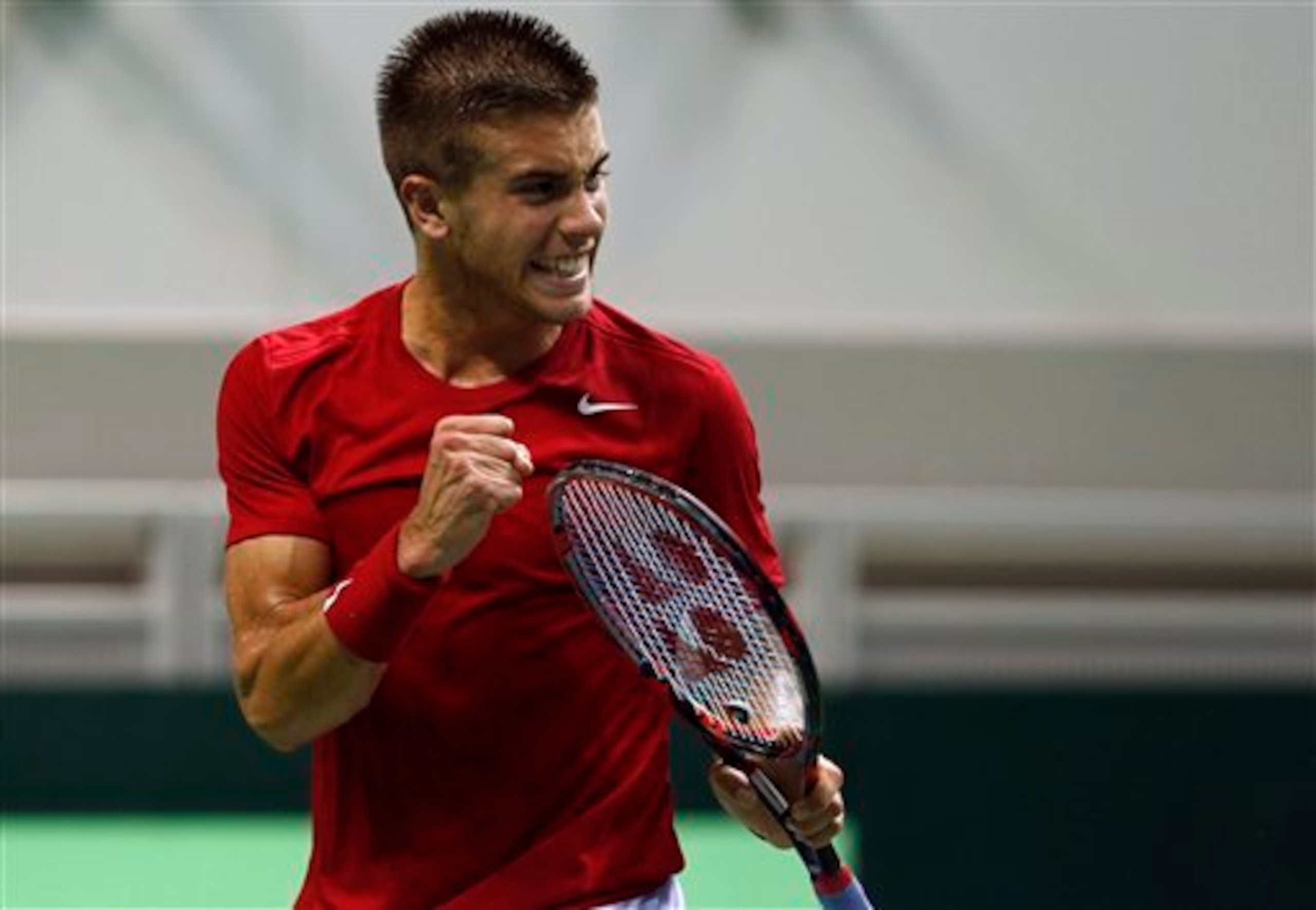 Borna Coric during a Davis Cup tie in March 2015.