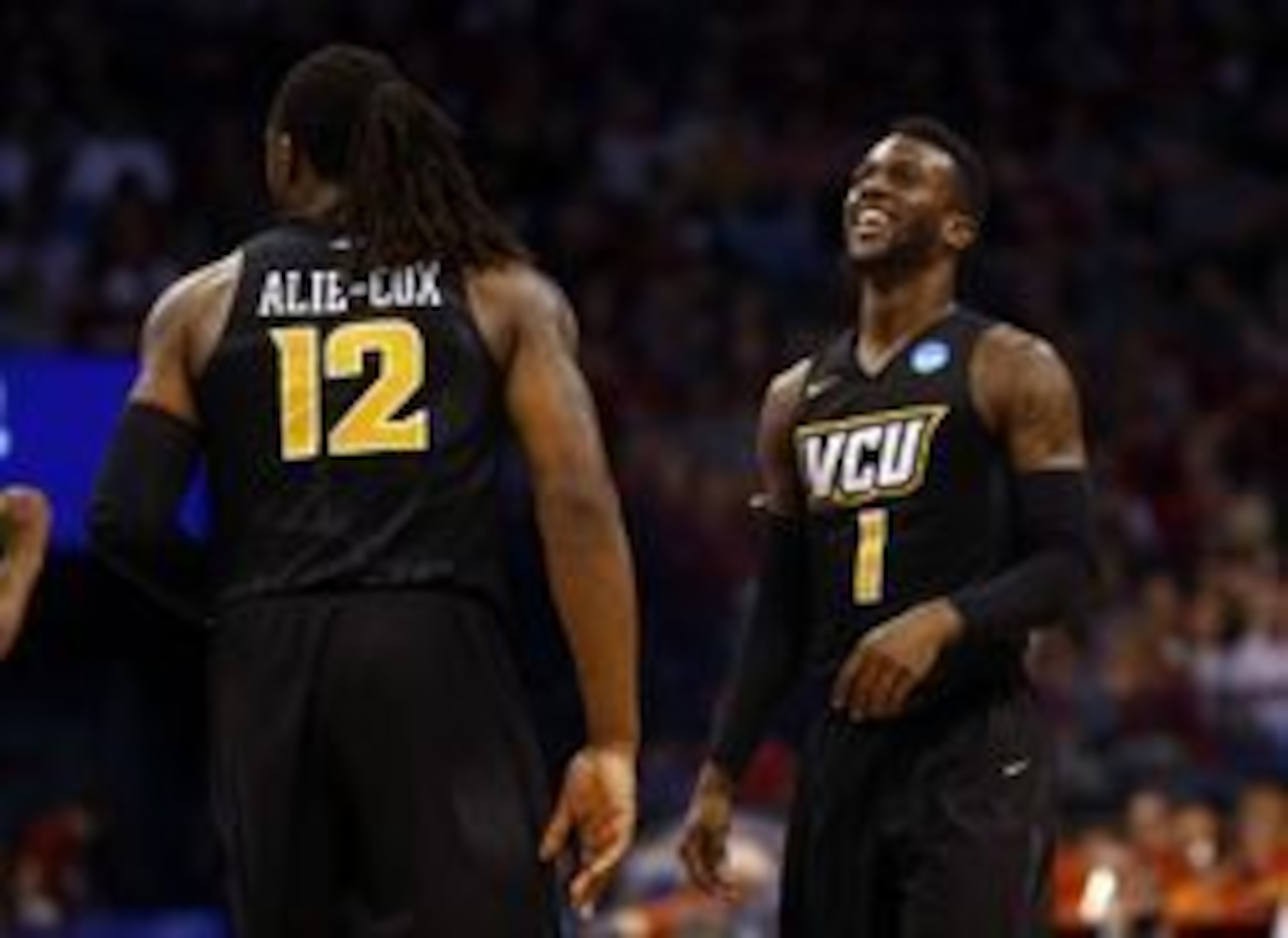 Mo Alie-Cox (12) and JeQuan Lewis (1)