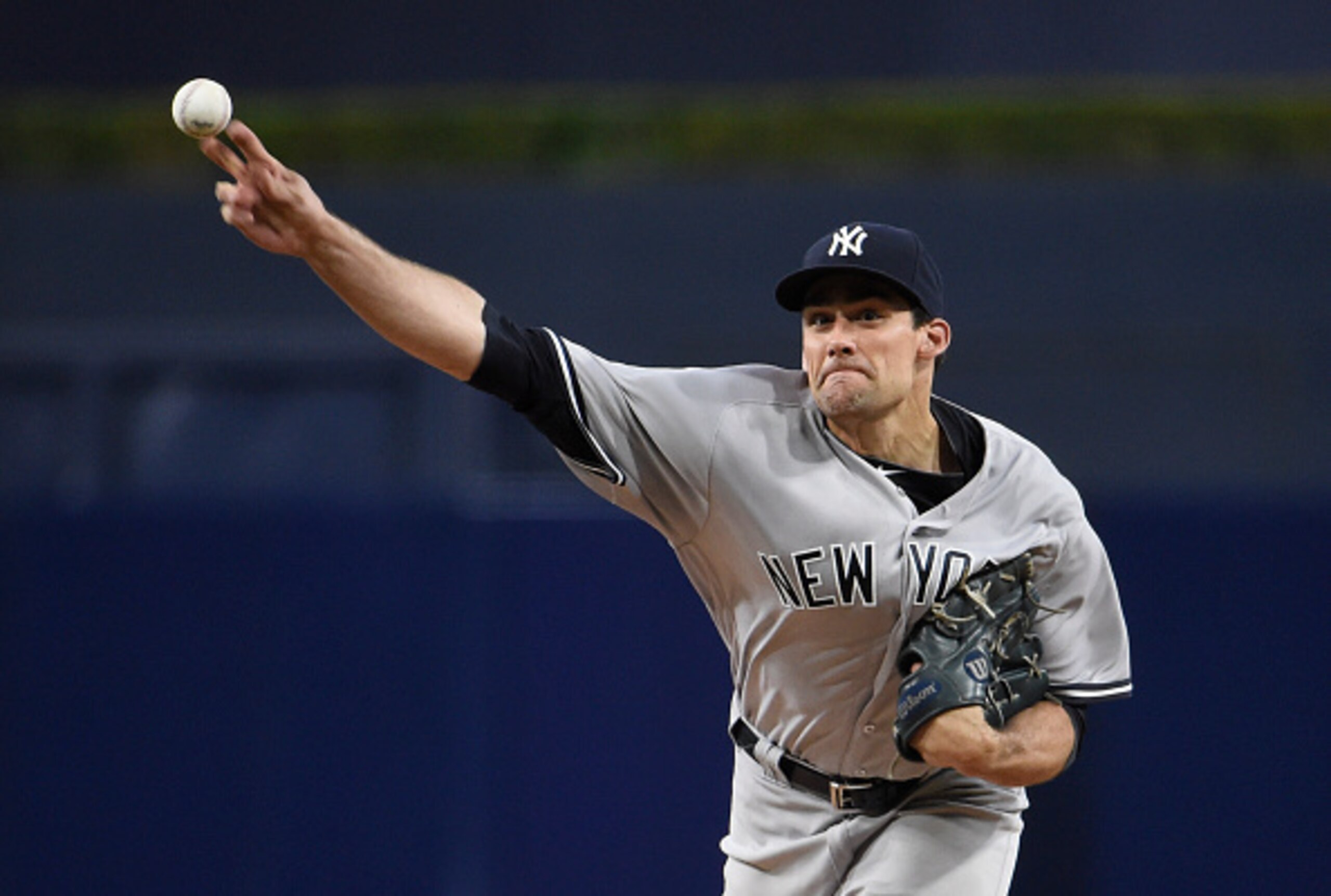 Nathan Eovaldi has a loose grip on his rotation spot with the New York Yankees. Nathan Eovaldi has a loose grip on his rotation spot with the New York Yankees.
