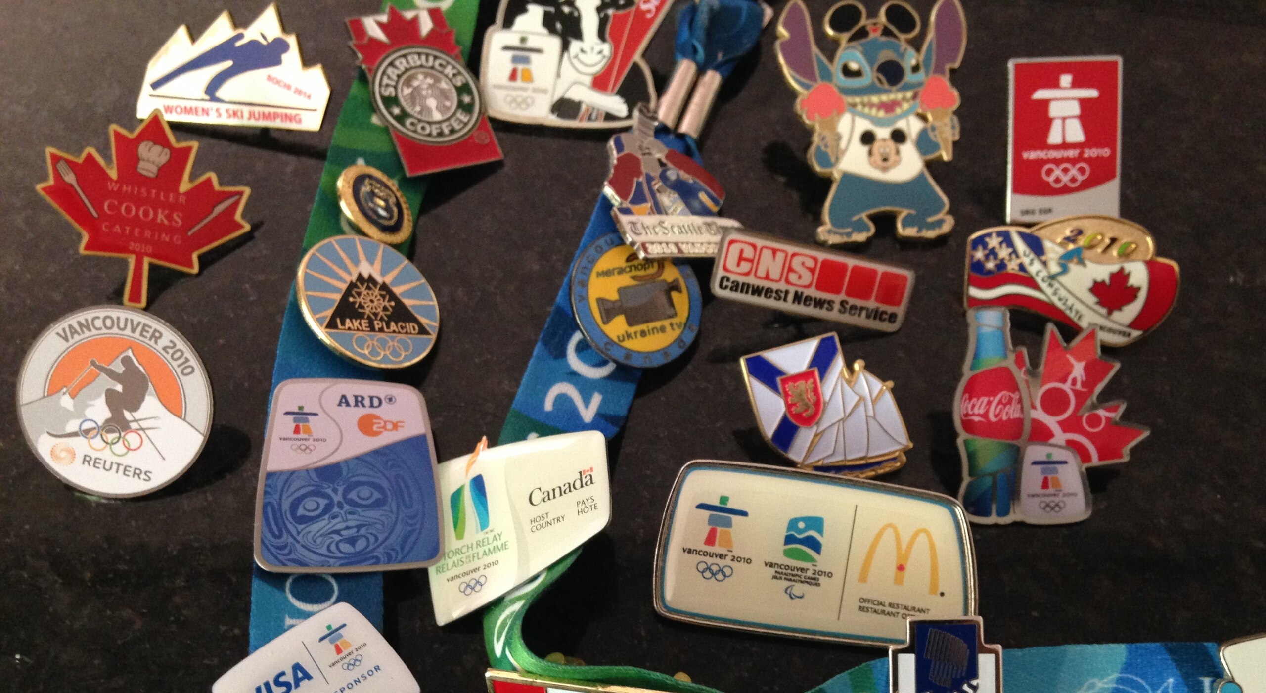 A sampling of pins from the 2010 Vancouver Olympics. A sampling of pins from the 2010 Vancouver Olympics.