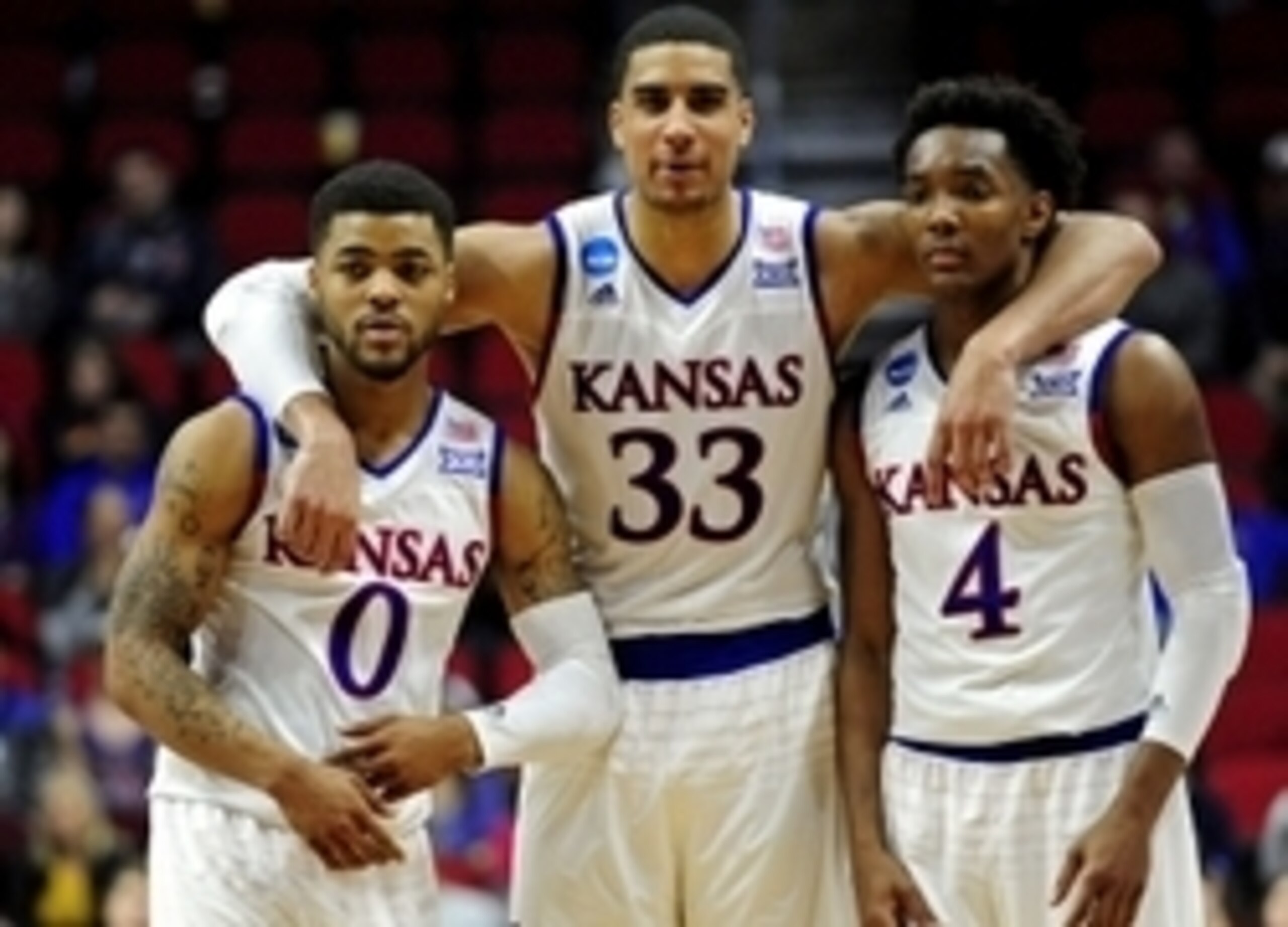 Frank Mason (0), Landen Lucas (33) and Devonte' Graham (4)