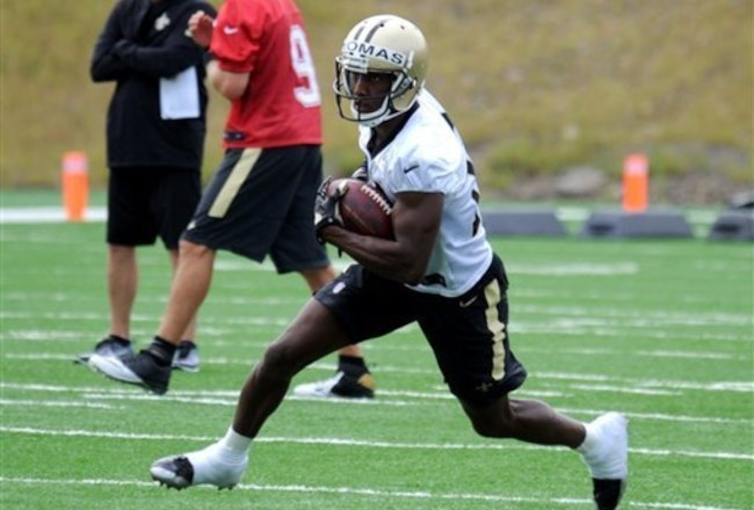 Saints receiver Michael Thomas has been one of the stars of Saints camp so far. Saints receiver Michael Thomas has been one of the stars of Saints camp so far.