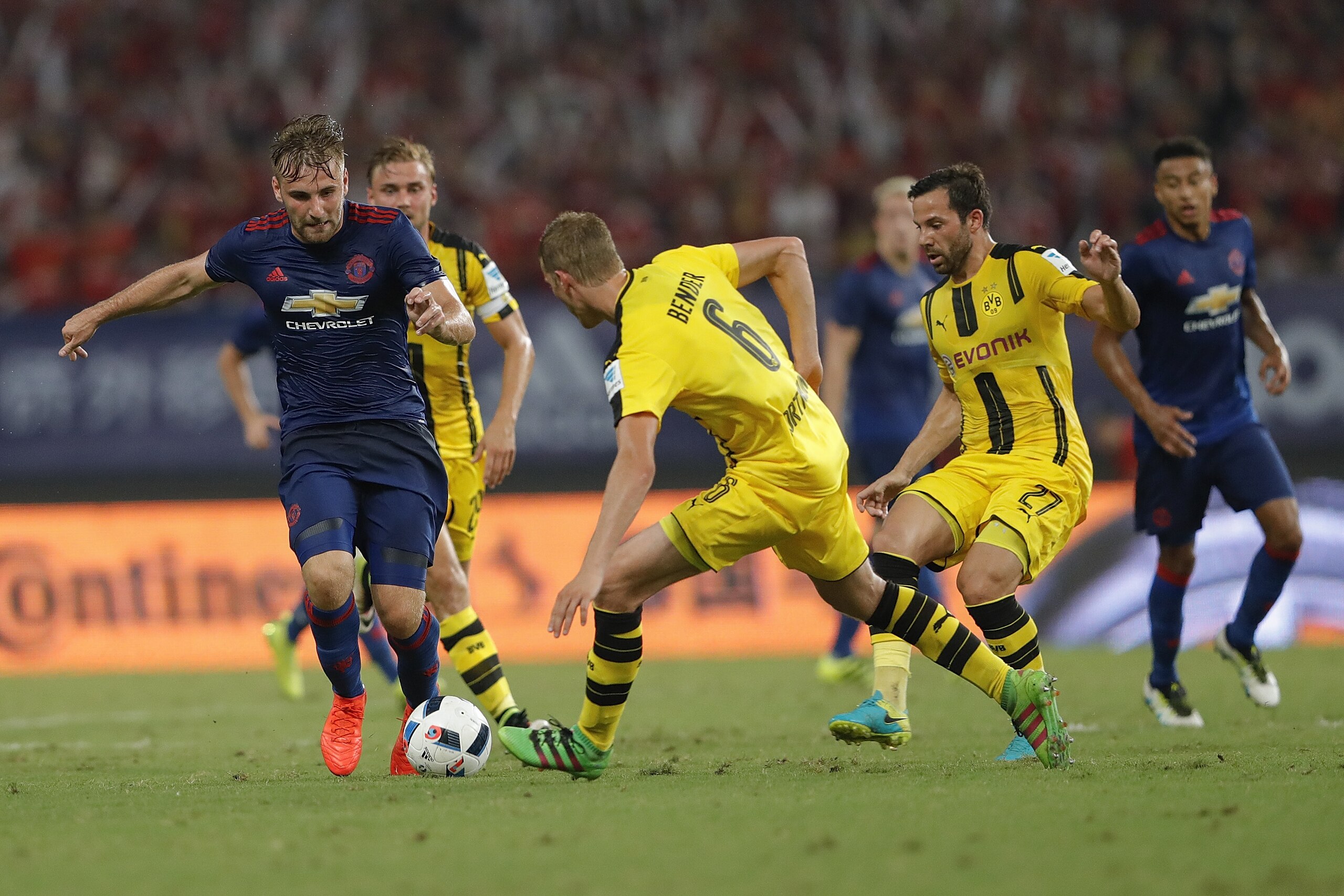 Shaw was one of the few positives in United's 4-1 loss to Borussia Dortmund. Shaw was one of the few positives in United's 4-1 loss to Borussia Dortmund.