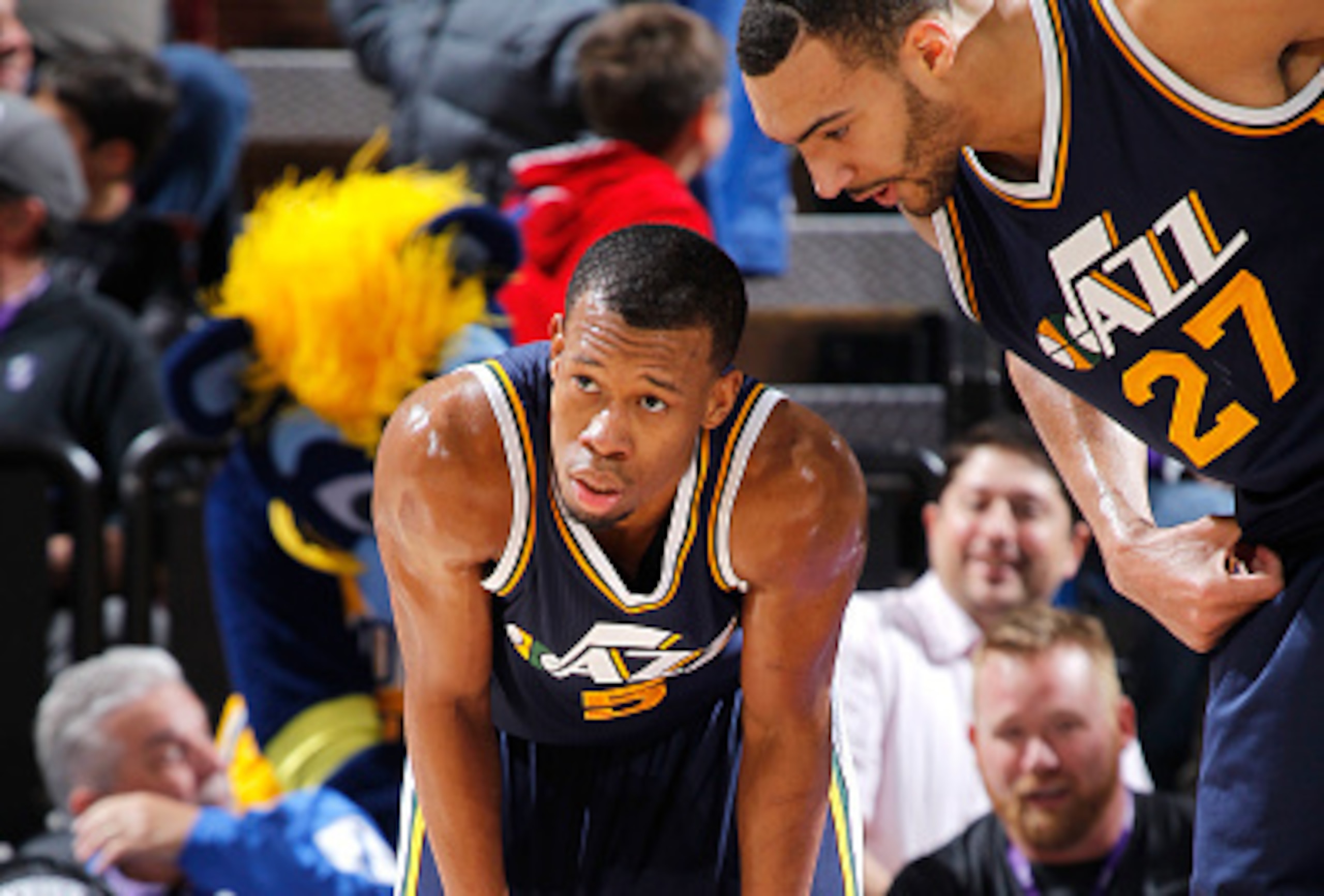Rodney Hood (left) and Rudy Gobert