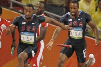 Relay batons are supposed to stay in runners' hands.