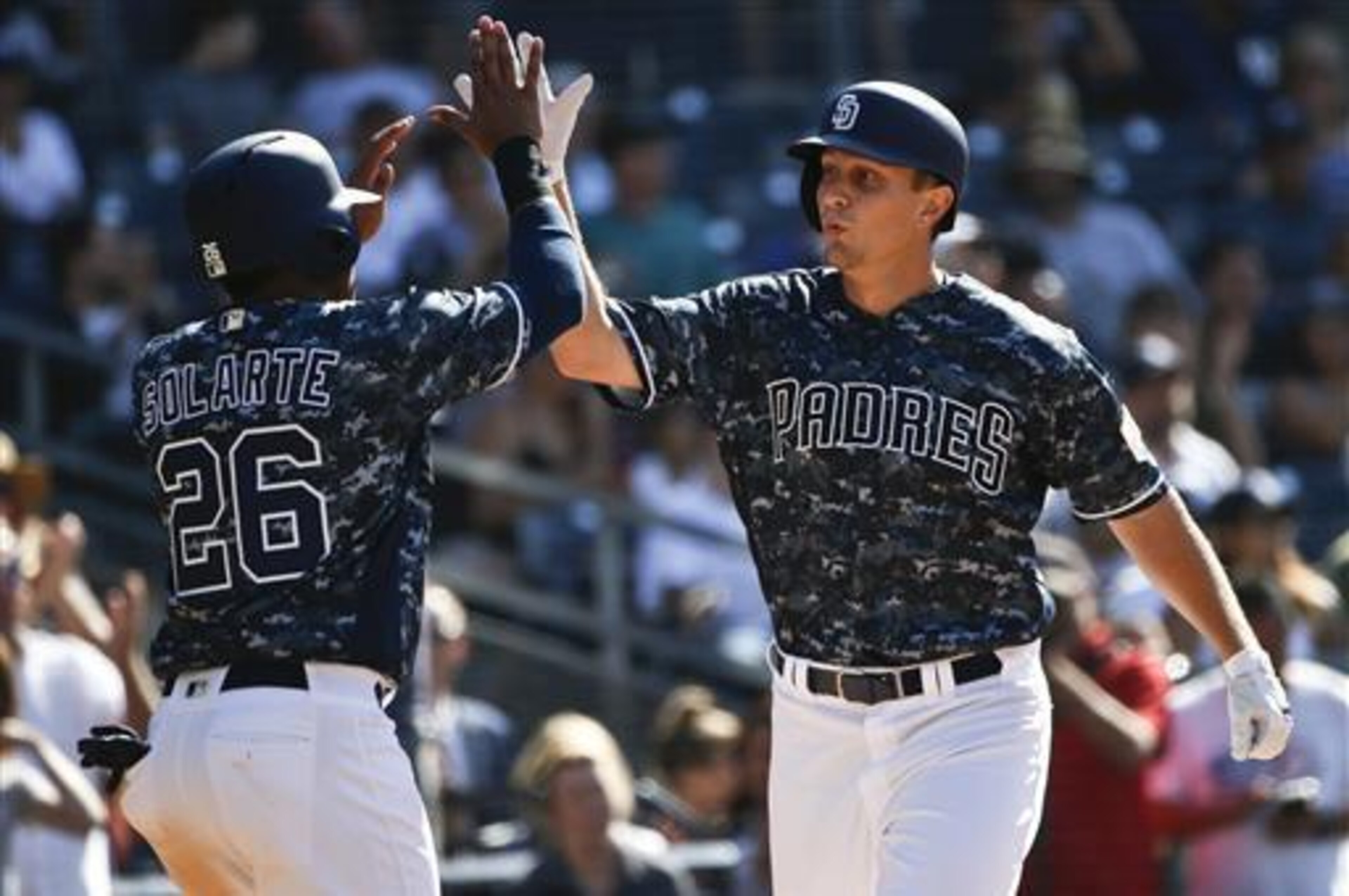 Alex Dickerson homered in four straight games before injuring his hip in an outfield collision.