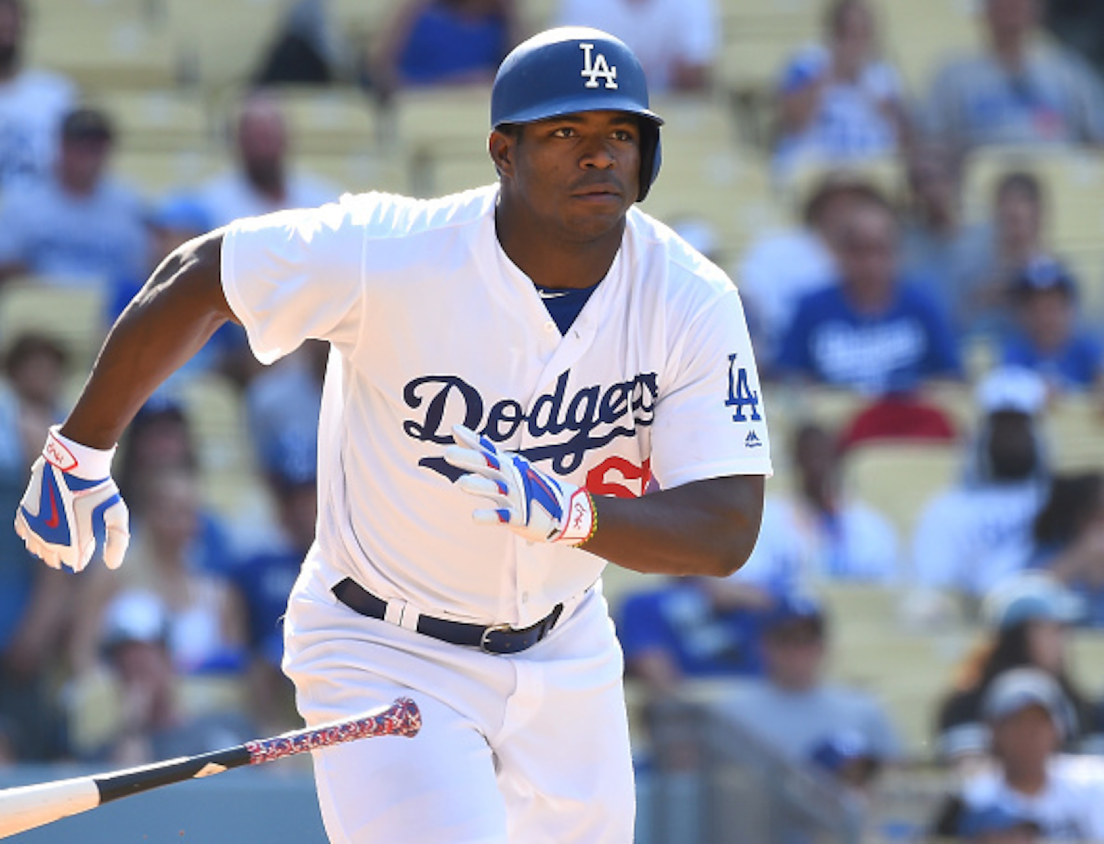 The Los Angeles Dodgers demoted Yasiel Puig after acquiring outfielder Josh Reddick from Oakland. The Los Angeles Dodgers demoted Yasiel Puig after acquiring outfielder Josh Reddick from Oakland.
