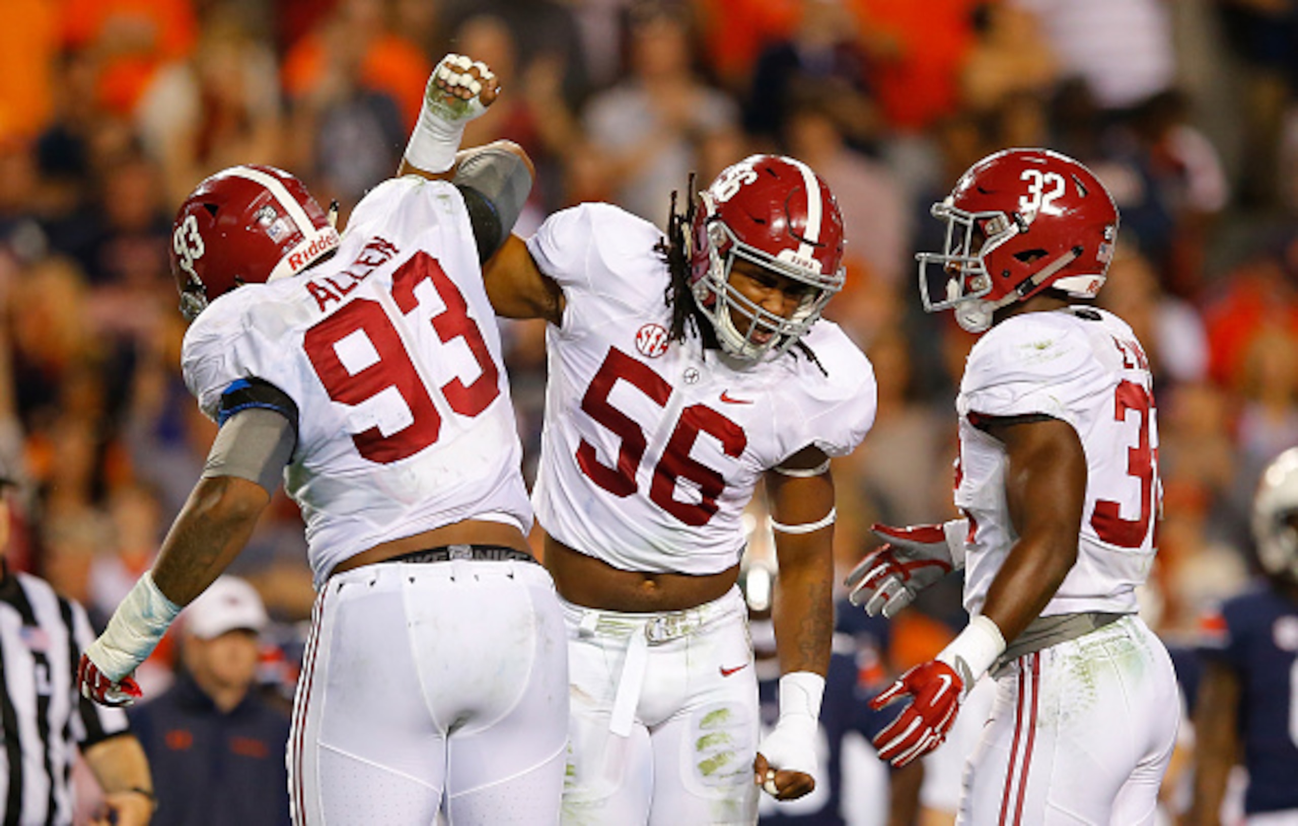 Alabama DE Jonathan Allen, LB Tim Williams and LB Rashaan Evans