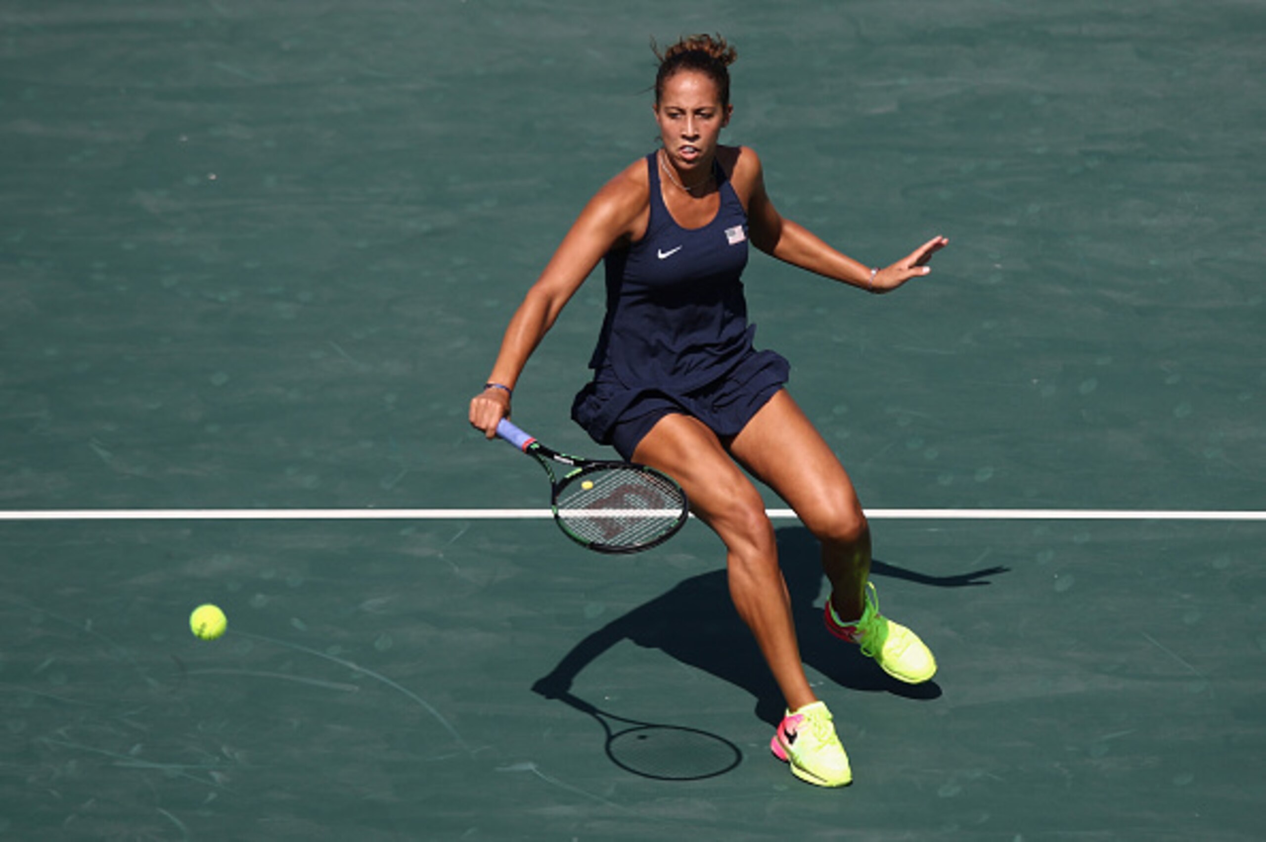 Madison Keys during a first-round match at the 2016 Olympics in Rio.