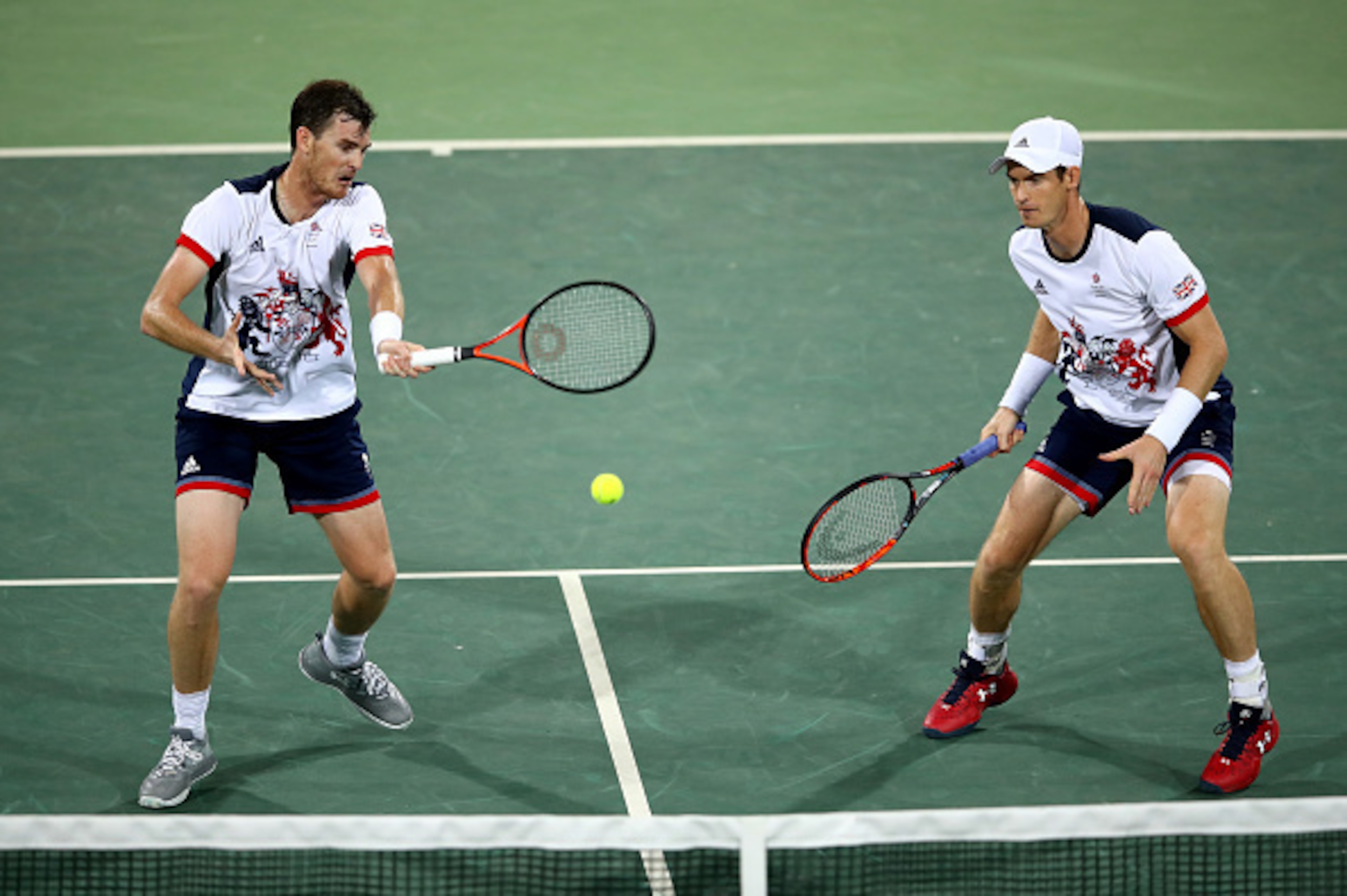 Jamie Murray and Andy Murray during their first-round loss at the 2016 Olympics in Rio.