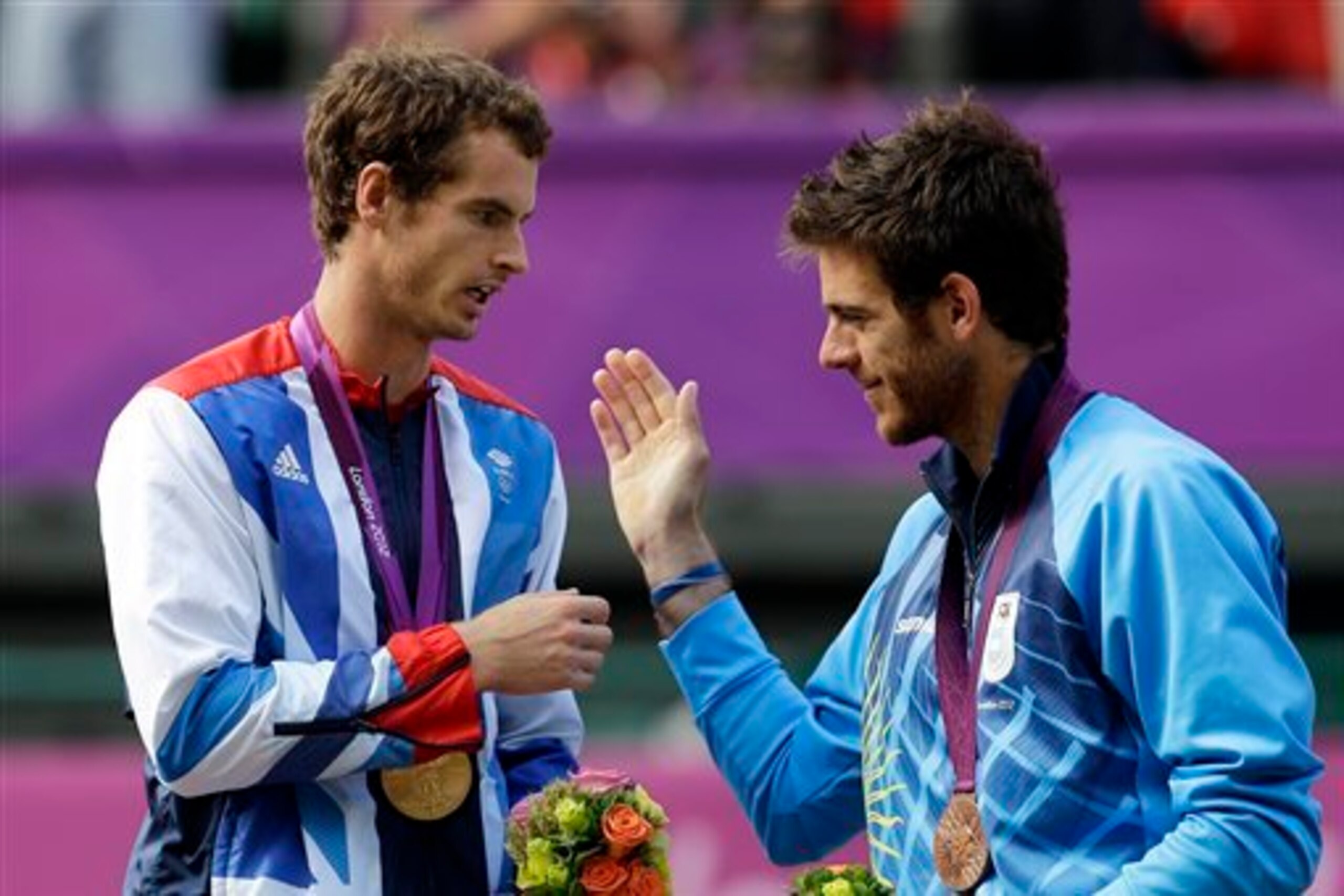 Murray (left) and Del Potro won the gold and bronze medals at the 2012 Olympics. Murray (left) and Del Potro won the gold and bronze medals at the 2012 Olympics.