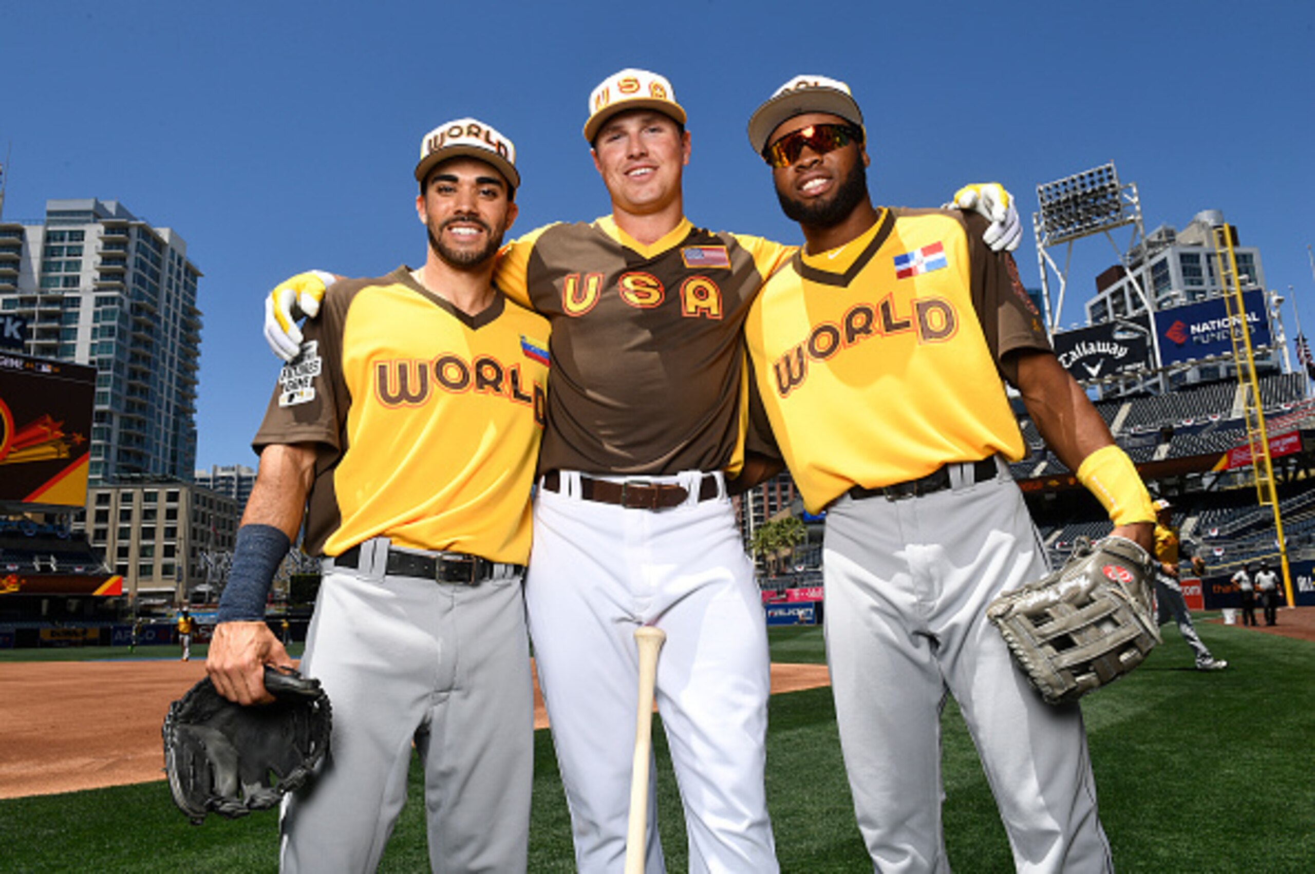 Carlos Asuaje, Hunter Renfroe and Manuel Margot at the Futures Game in July.