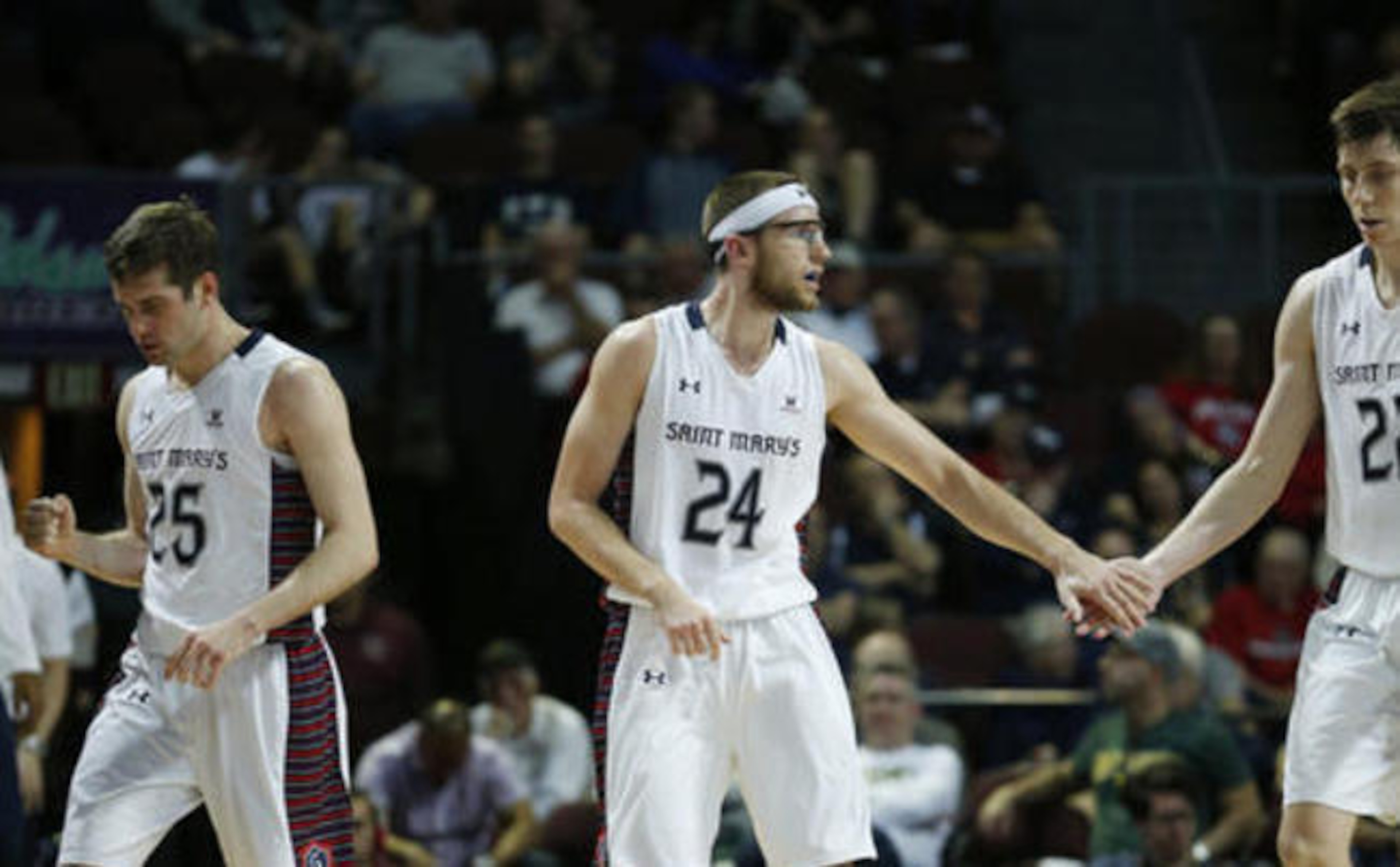 Joe Rahon (25), Calvin Hermanson (24) and Dane Pineau (22) are among Saint Mary's eight primary returning players.