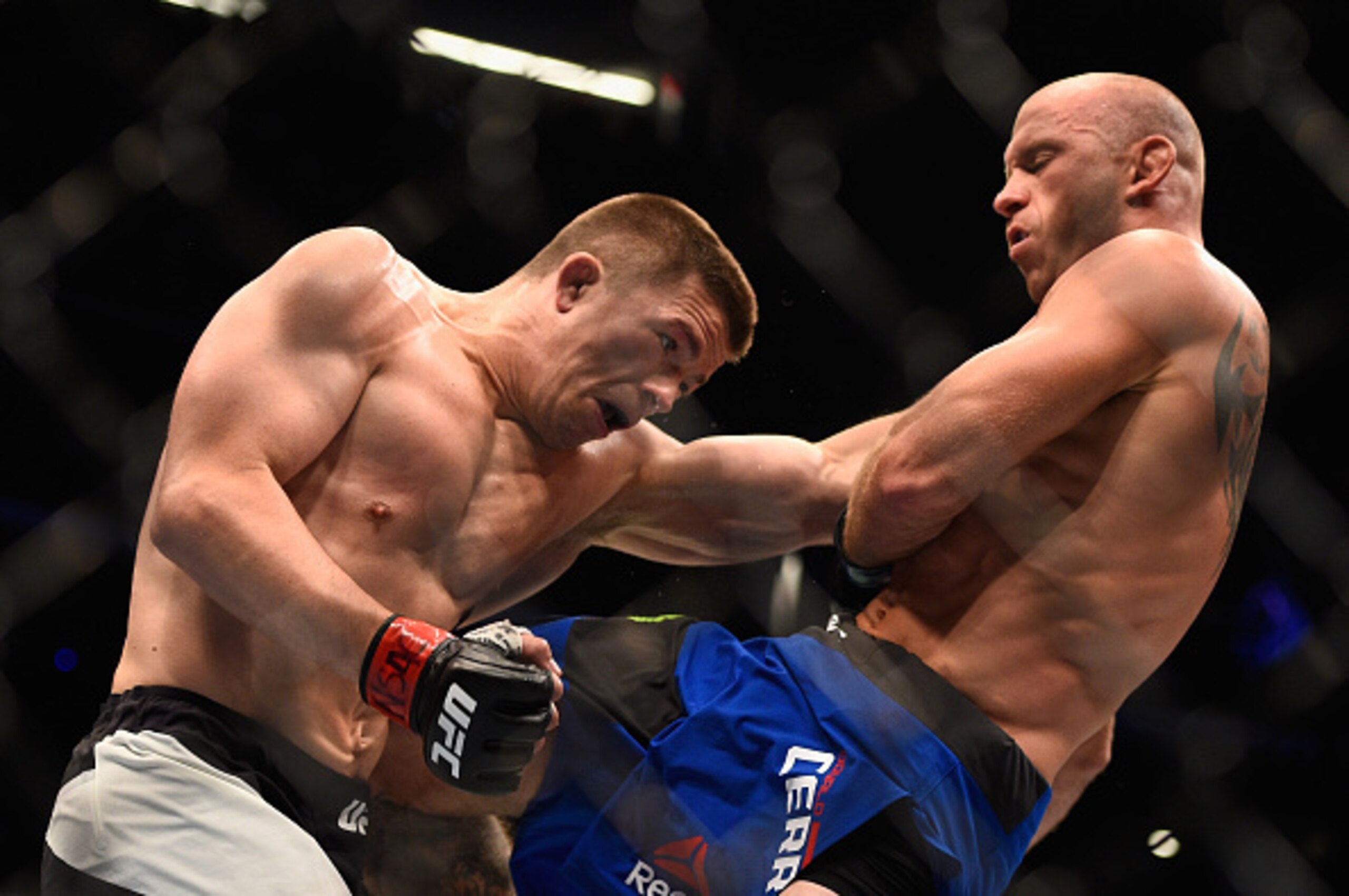 Donald Cerrone (right) knocked out Rick Story (left) at UFC 202.
