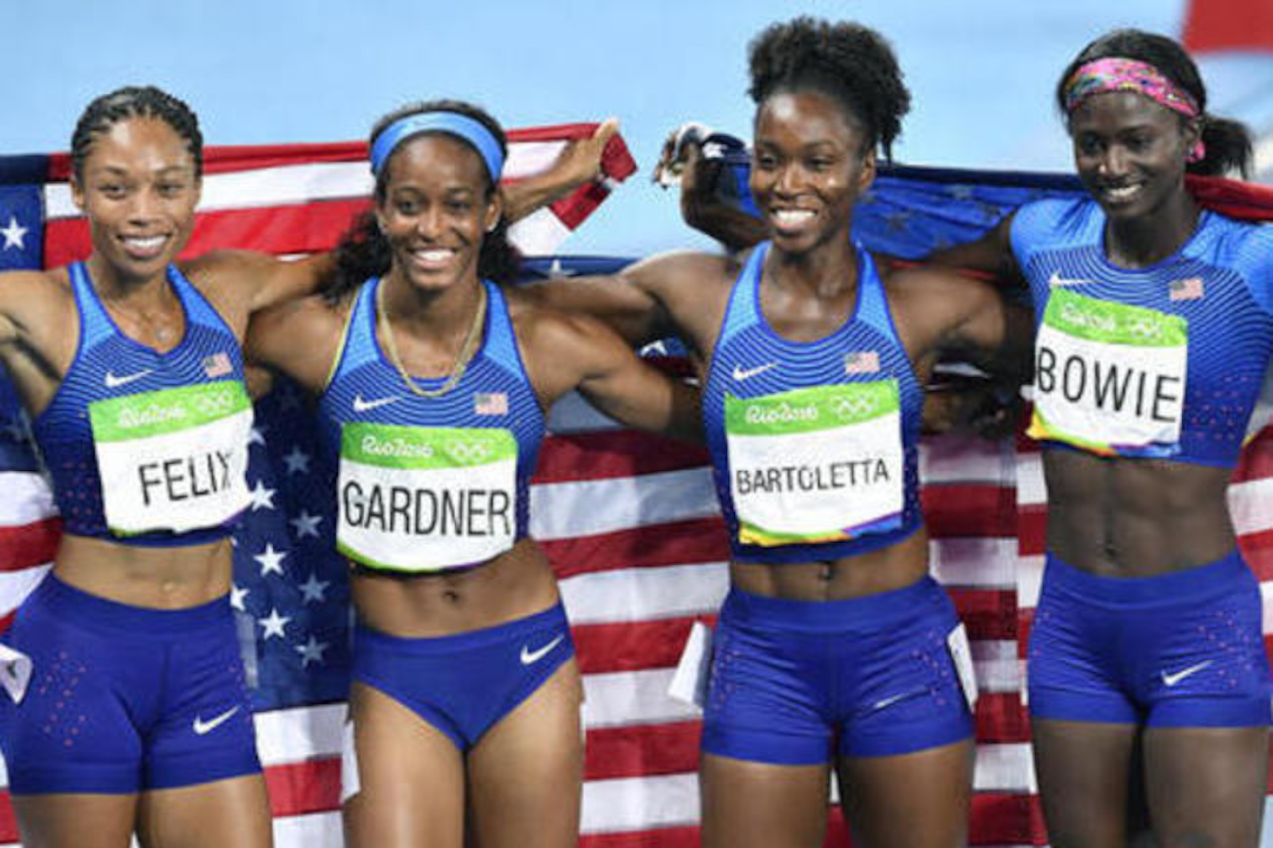 USA's 4x400-meter gold was the sixth of Allyson Felix's career. USA's 4x400-meter gold was the sixth of Allyson Felix's career.