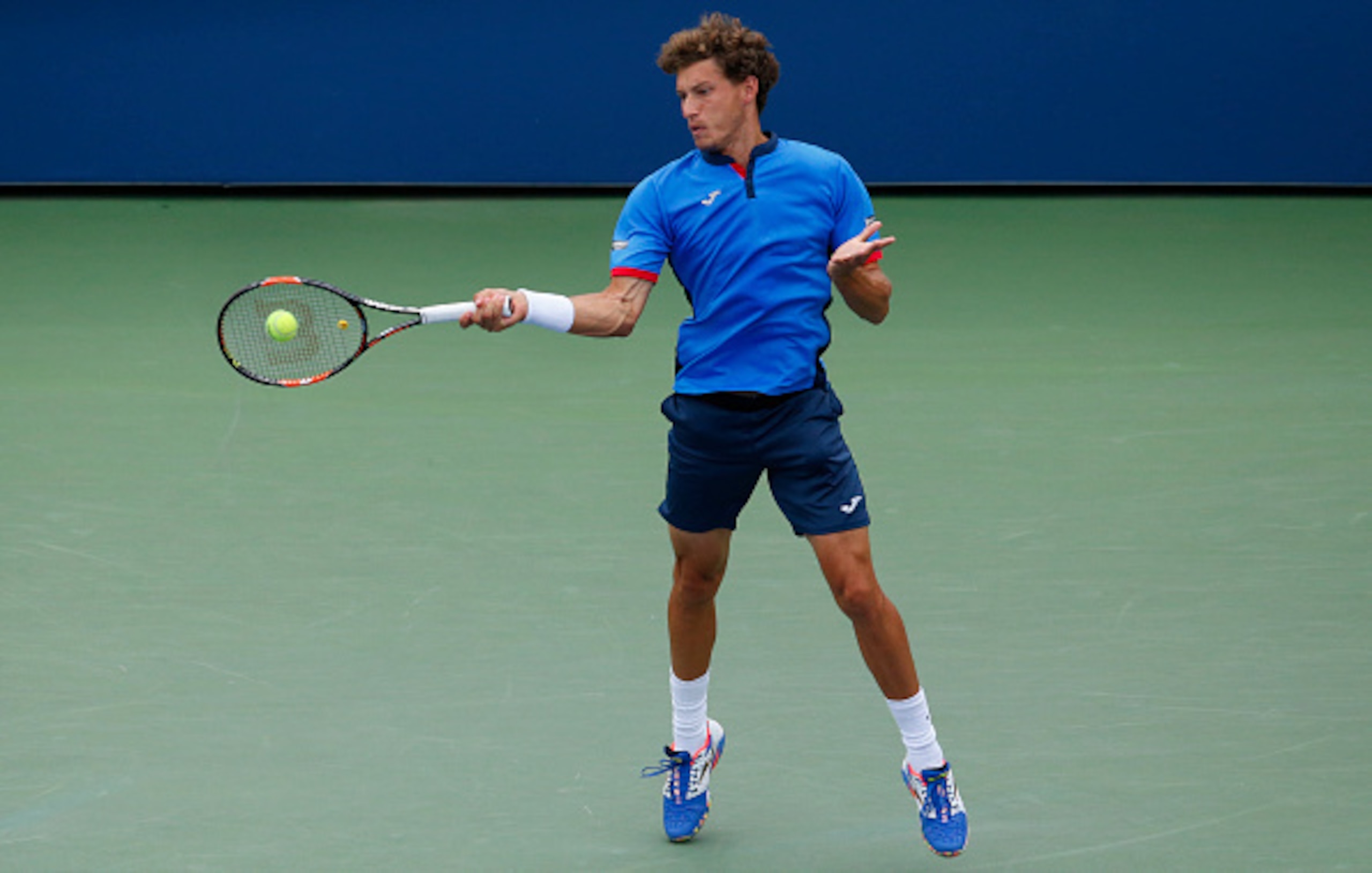 Pablo Carreno Busta hits a forehand during a third-round match at the 2016 U.S. Open in New York.