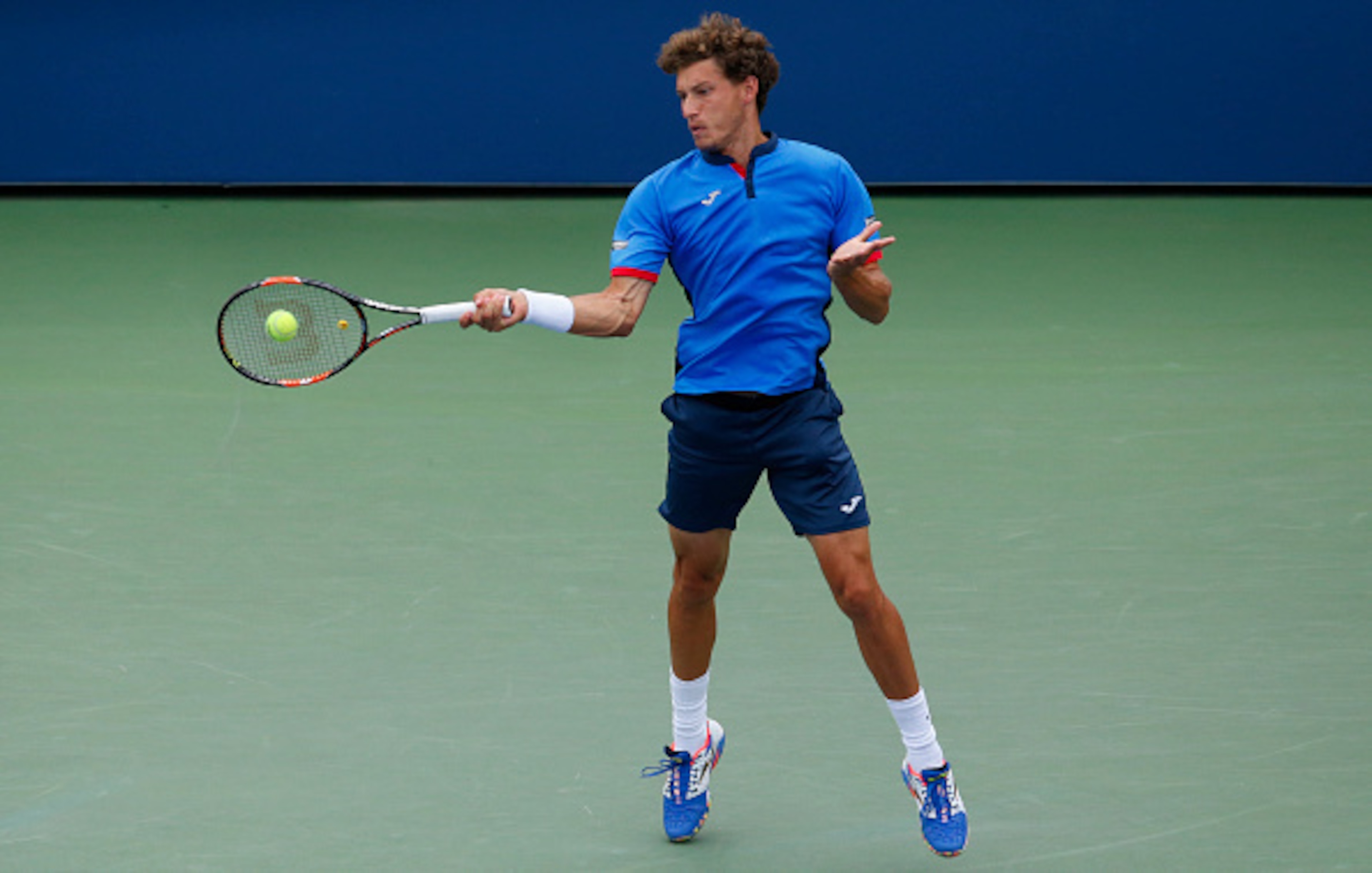 Pablo Carreno Busta hits a forehand during a third-round match at the 2016 U.S. Open in New York.