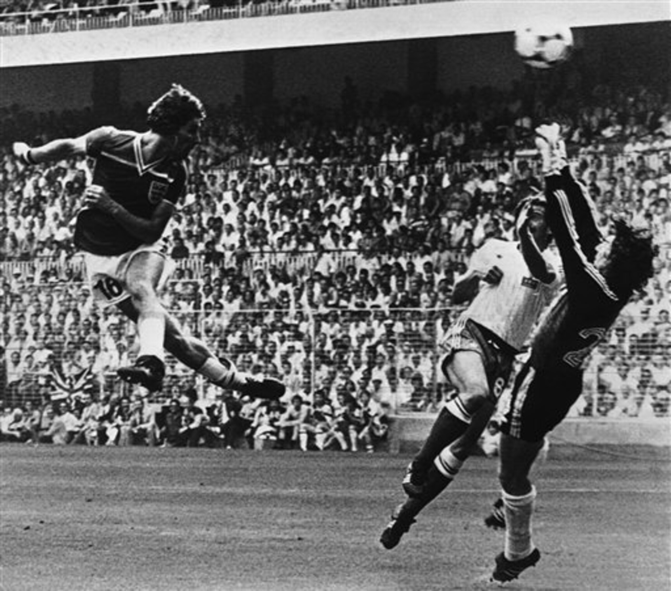 Bryan Robson scores in record time for England against France at the 1982 World Cup.