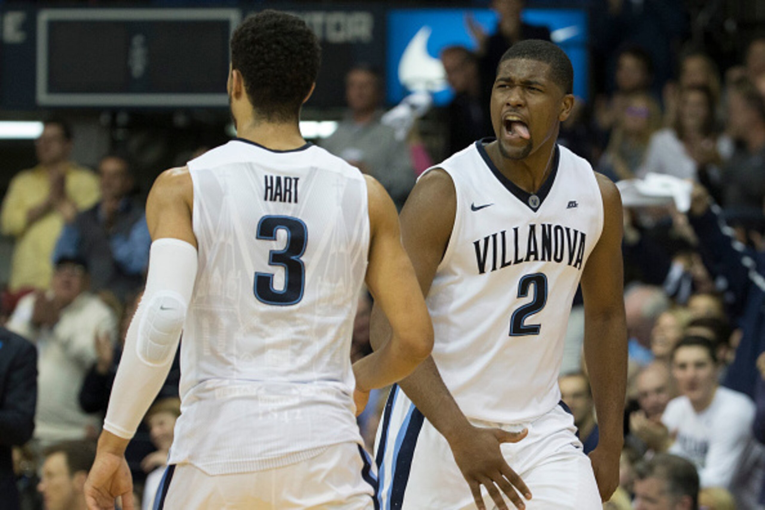 Josh Hart (3) and Kris Jenkins (2)
