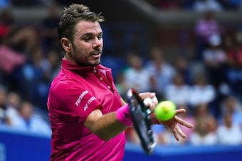 Wawrinka unloads a forehand during his quarterfinal match.
