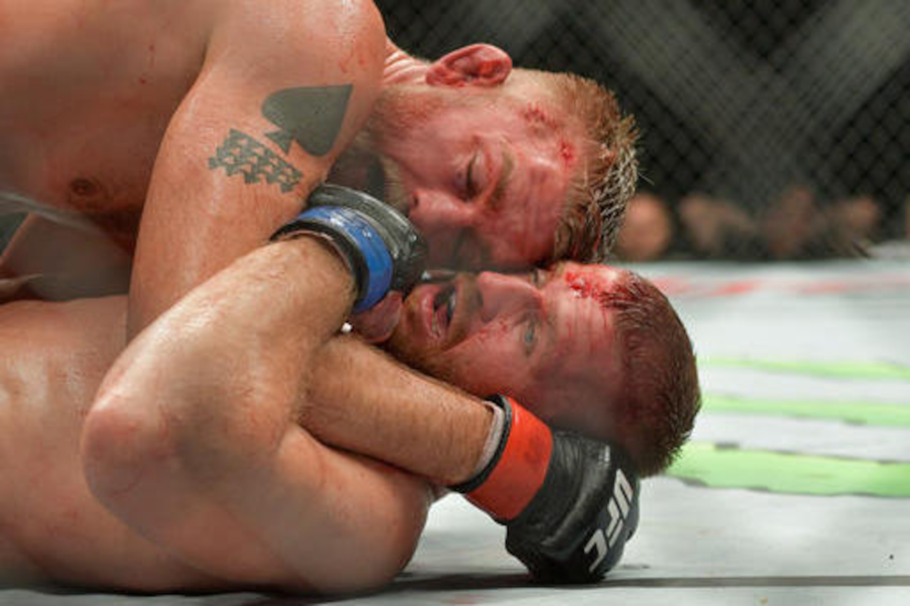 Alexander Gustafsson (top) grinds on Jan Blachowicz.