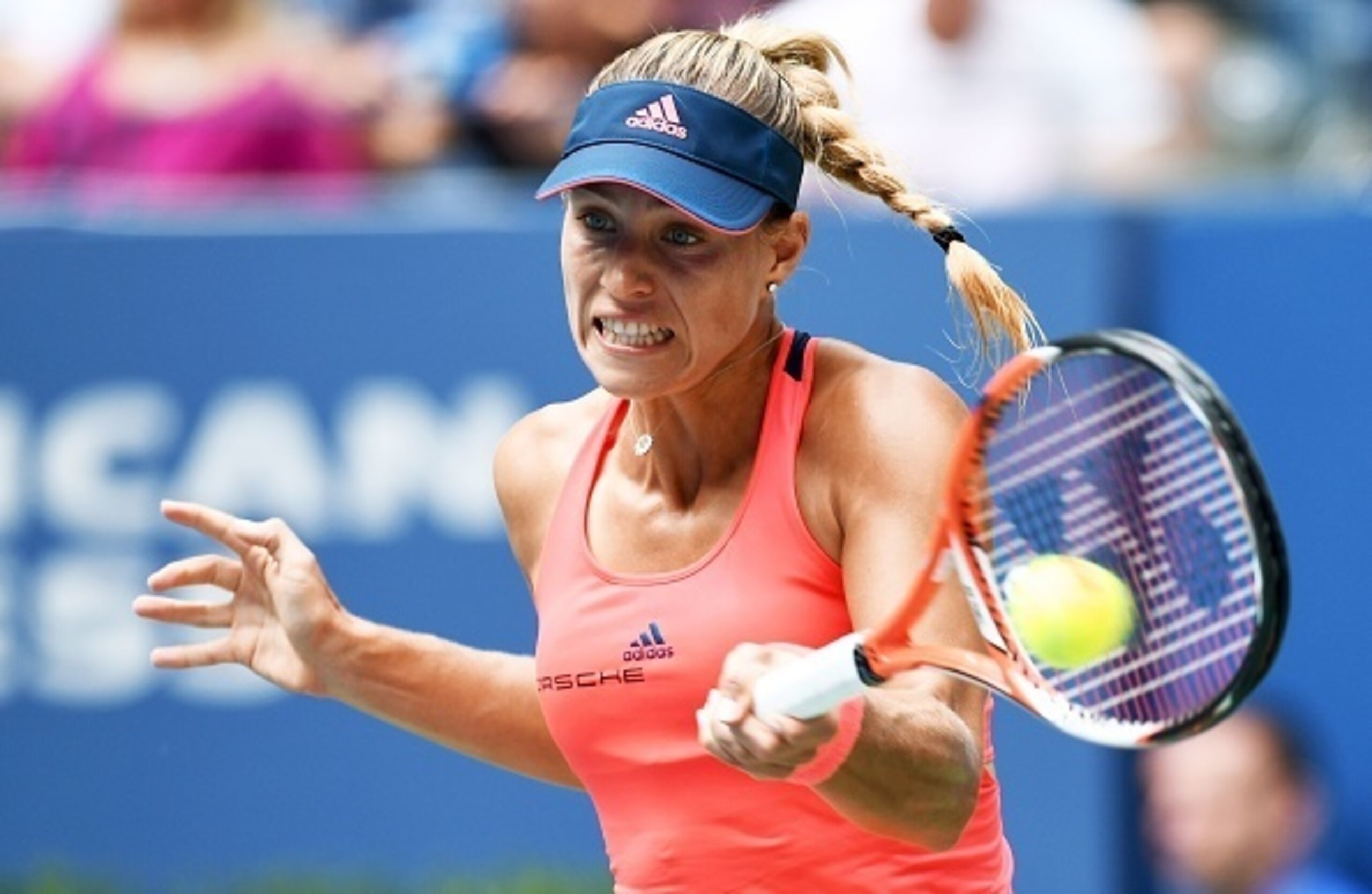 Angelique Kerber hits a forehand during a match at the 2016 U.S. Open.