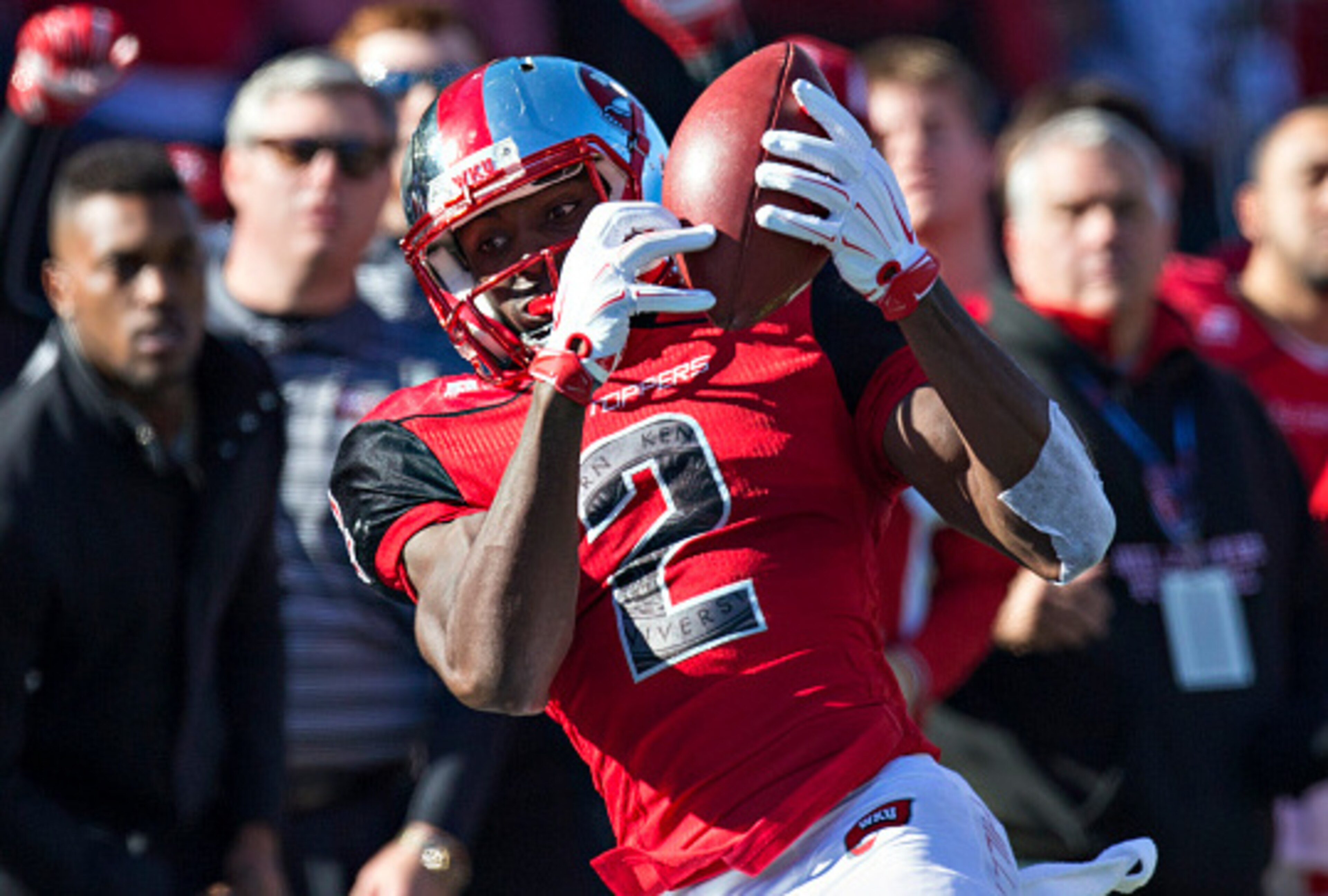 WKU wide receiver Taywan Taylor set single-season program records for receiving yards (1,467), receptions (86) and touchdown catches (17)  in 2015.
