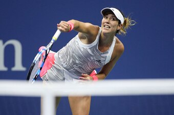 Garbine Muguruza serves during a match at the 2016 U.S. Open.