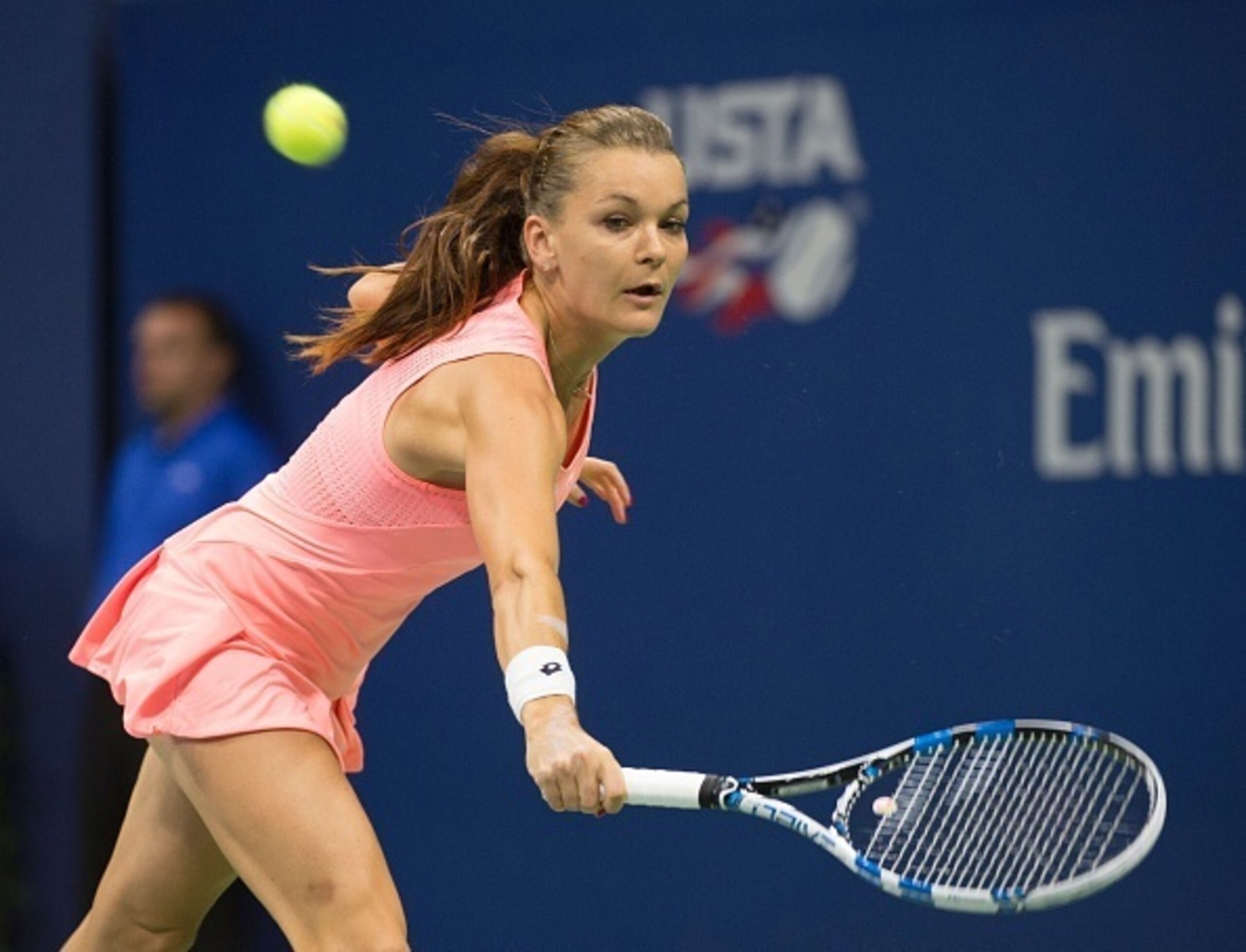 Agnieszka Radwanska makes a play on the ball during a match at the 2016 U.S. Open.