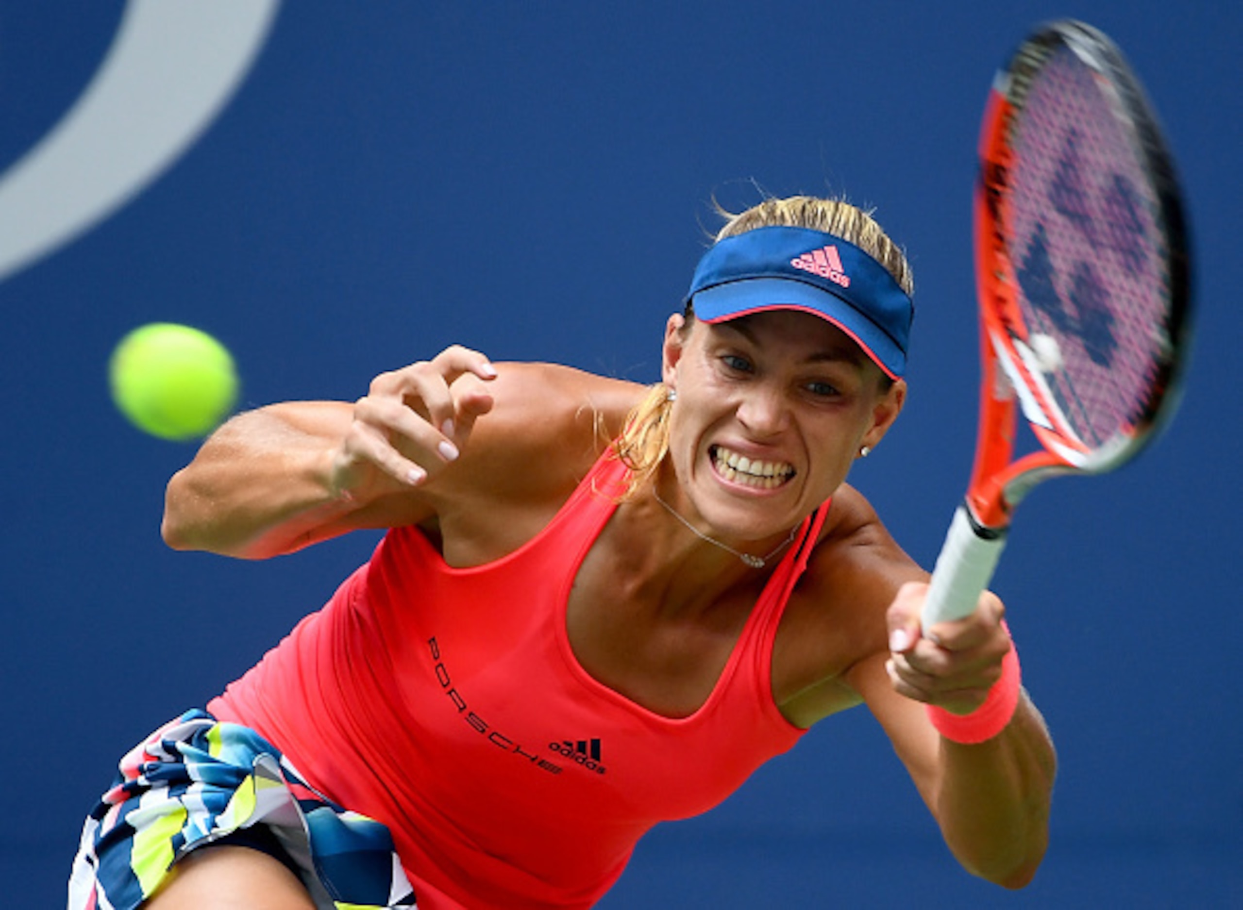 Angelique Kerber hits a running forehand during the final of the 2016 U.S. Open.