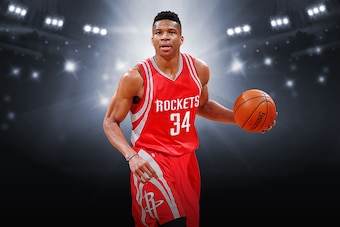 Giannis Antetokounmpo on the Houston Rockets.