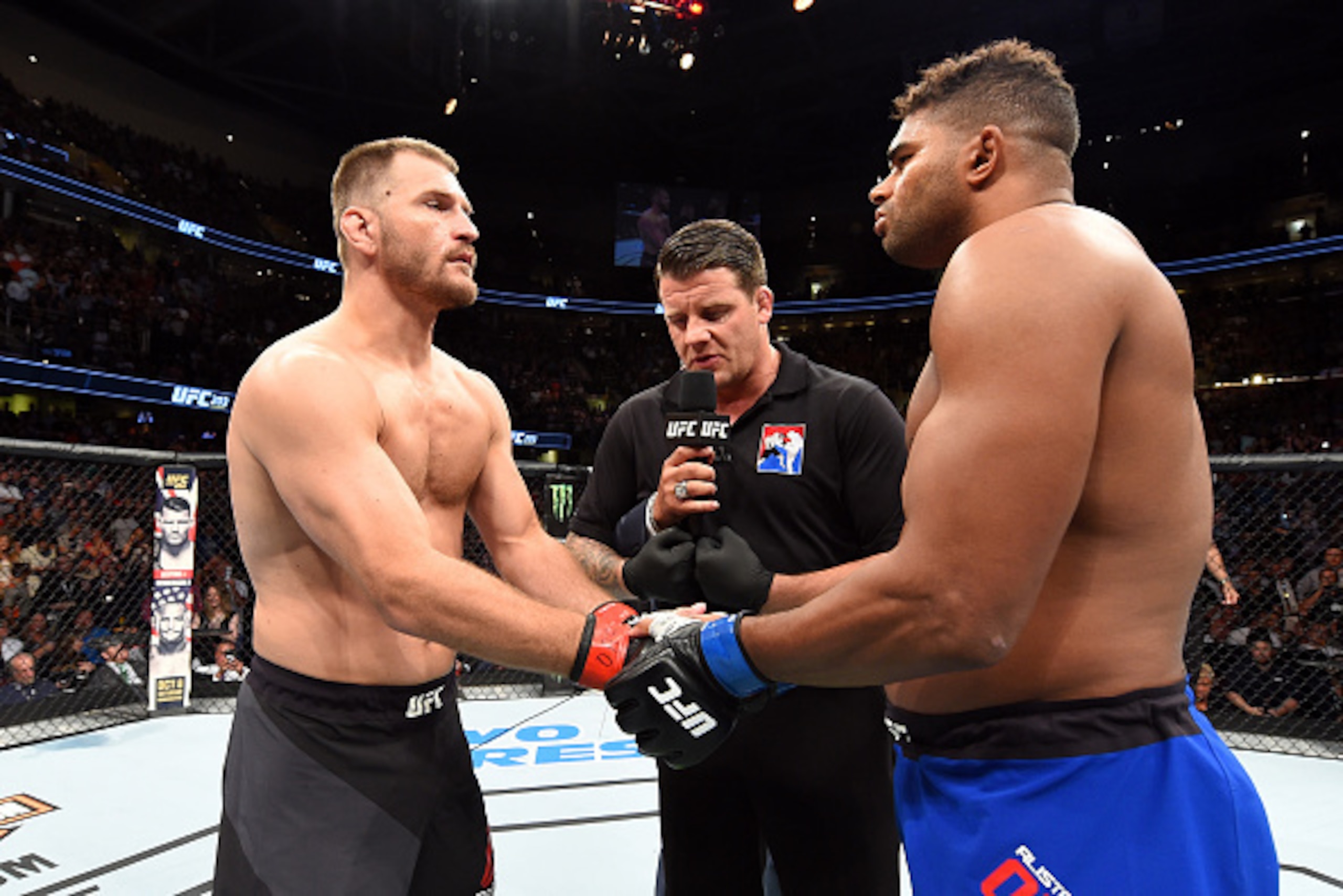 Stipe Miocic (left) and Alistair Overeem (right)