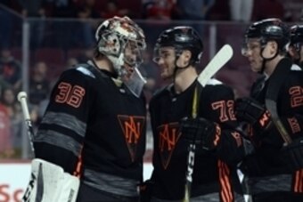 Members of Team North America during a recent World Cup of Hockey exhibition game.