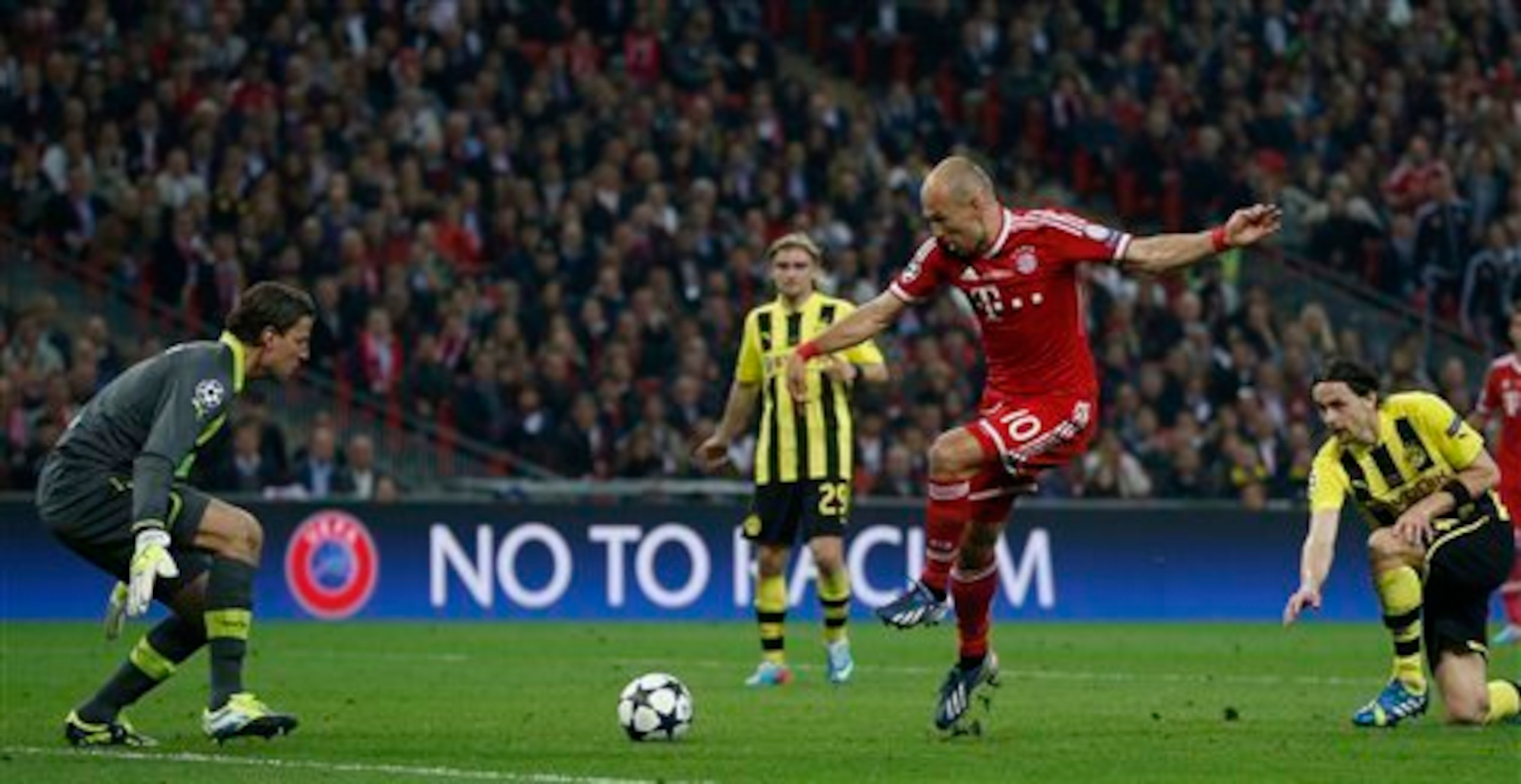 Robben scored a minute from time to deliver Bayern their fifth European Cup/Champions League at Dortmund's expense in 2013.