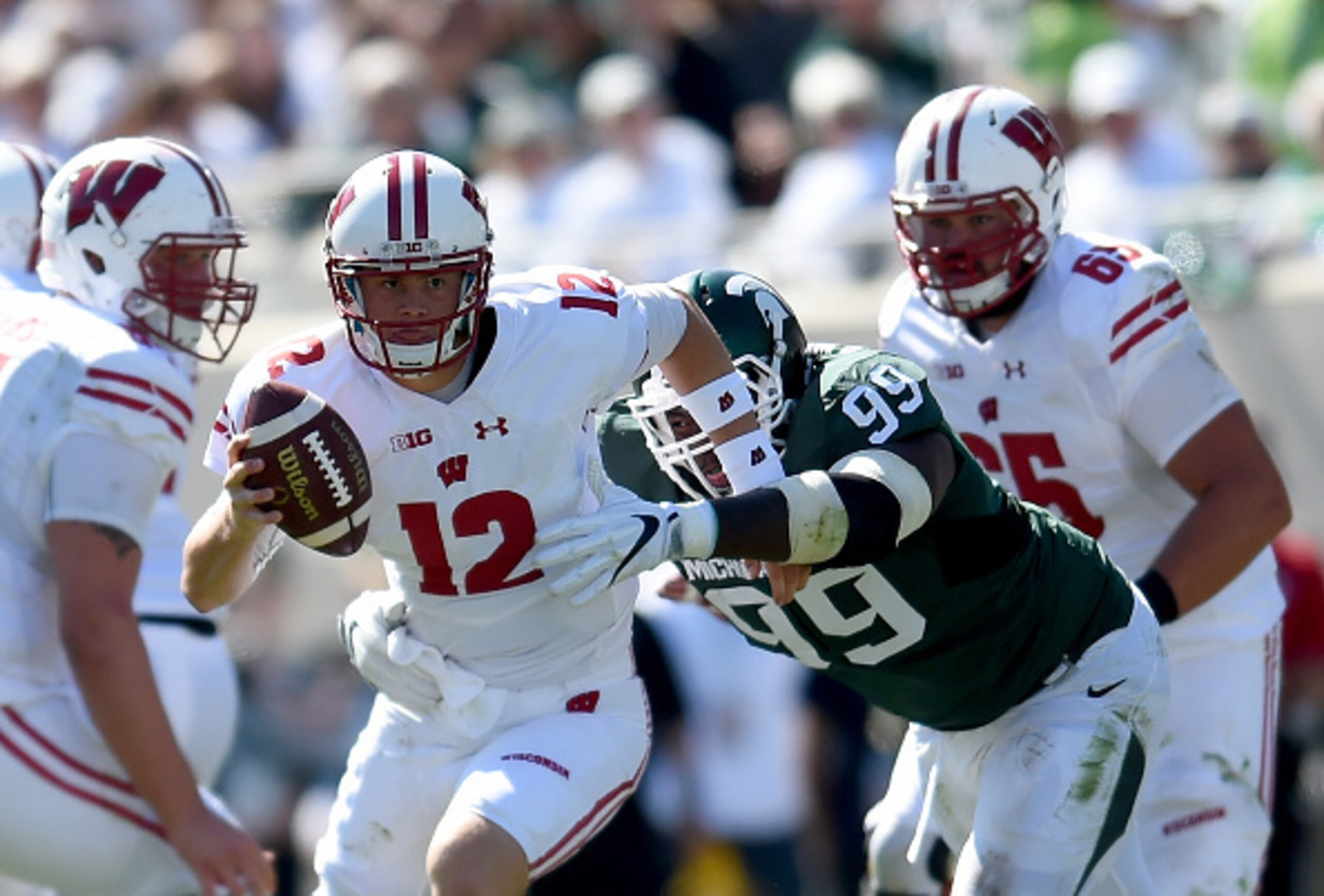 Wisconsin looks for a road sweep of the Big Ten's Michigan schools after winning 30-6 at Michigan State. Wisconsin looks for a road sweep of the Big Ten's Michigan schools after winning 30-6 at Michigan State.