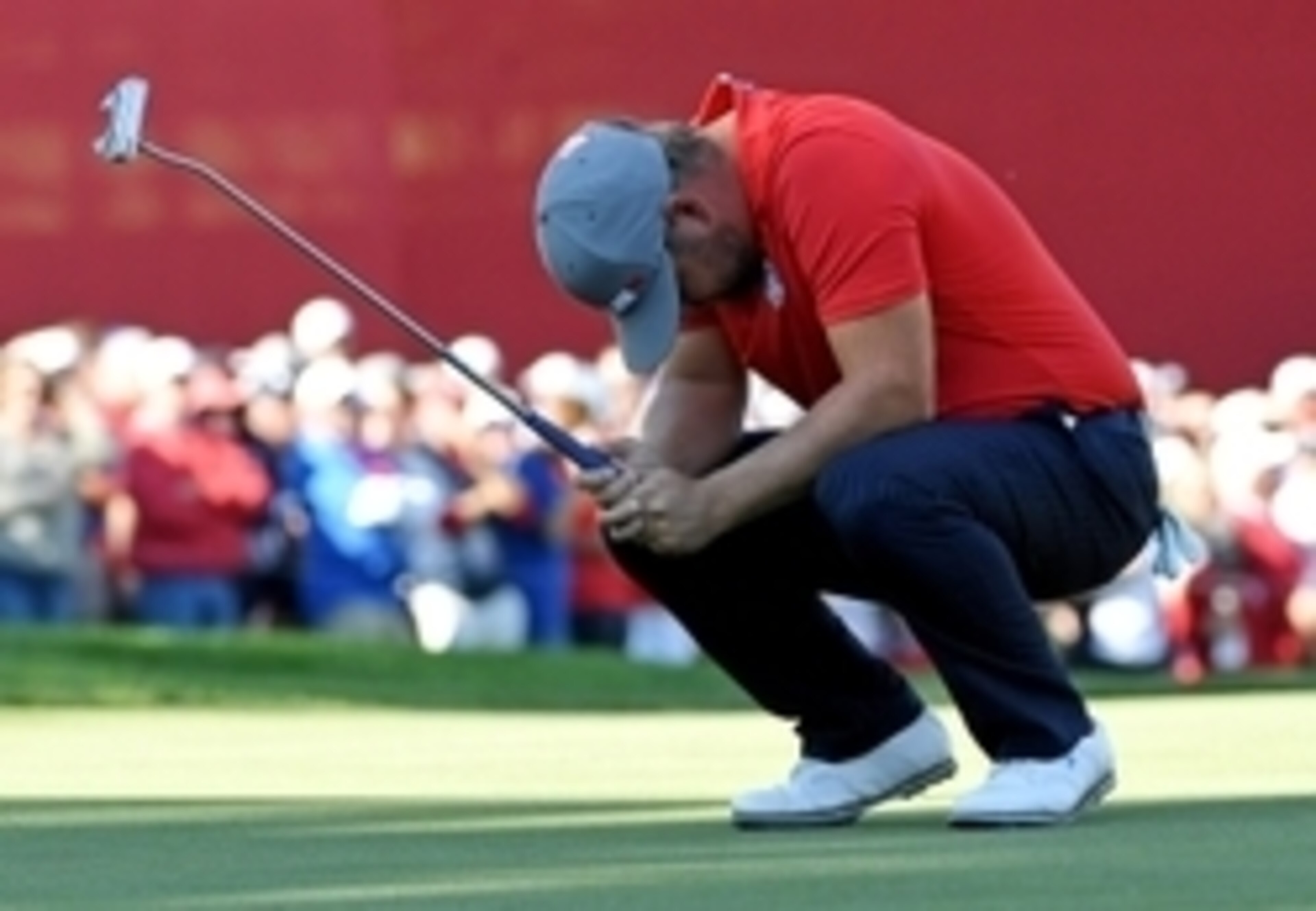Ryan Moore after missing a putt. Ryan Moore after missing a putt.