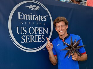 WINSTON SALEM, NC - AUGUST 27:  Pablo Carreno Busta of Spain holds the trophy after his win over Roberto Bautista Agut of Spain in the men's singles championship final of the Winston-Salem Open at Wake Forest University on August 27, 2016 in Winston Salem