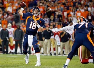 Peyton Manning set a new mark for career touchdown passes in a game against 49ers.