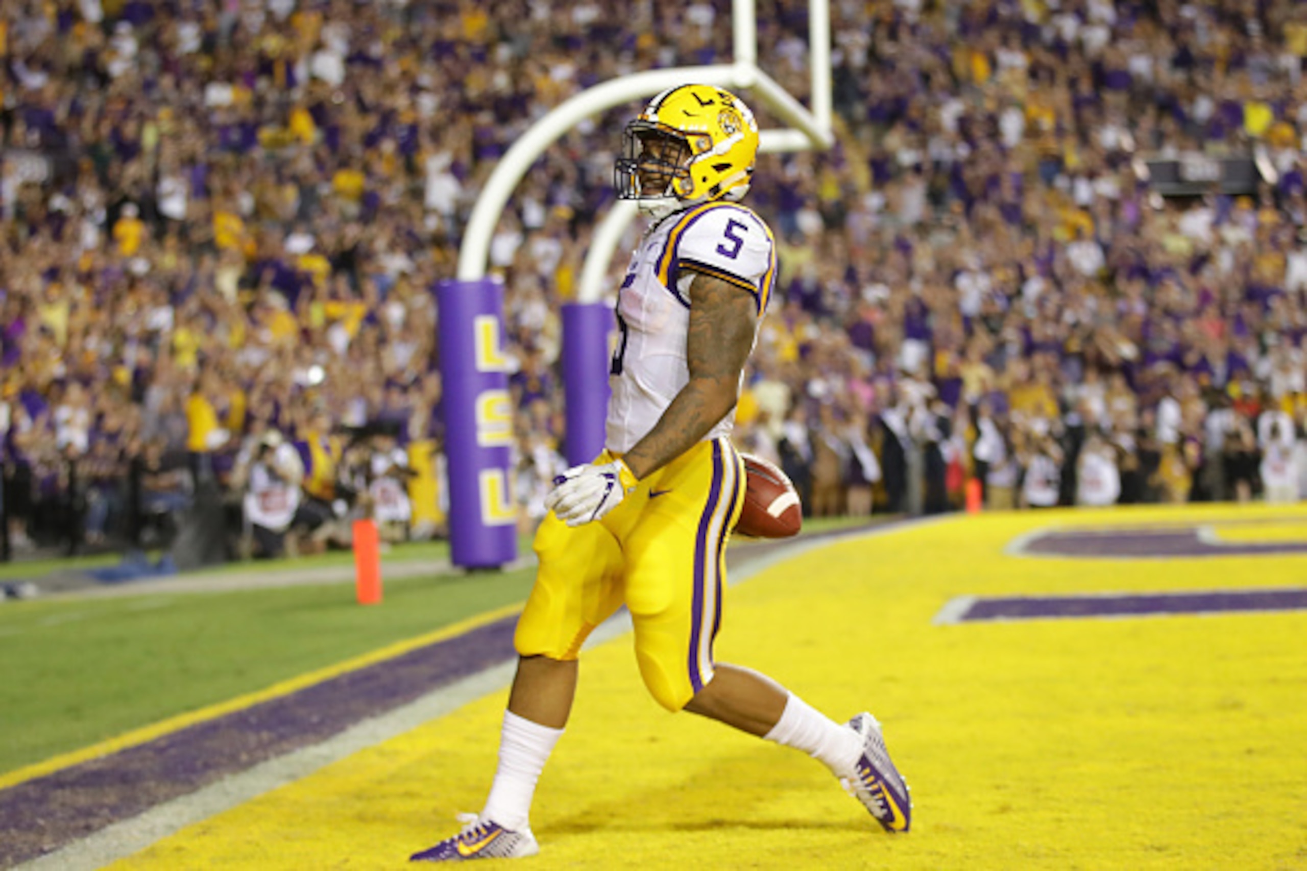 Derrius Guice made sure that Ed Orgeron's debut as LSU head coach was one to remember.