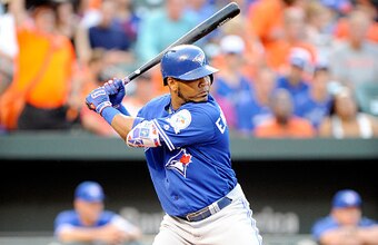 BALTIMORE, MD - AUGUST 29:  Edwin Encarnacion #10 of the Toronto Blue Jays bats against the Baltimore Orioles at Oriole Park at Camden Yards on August 29, 2016 in Baltimore, Maryland.  (Photo by G Fiume/Getty Images)
