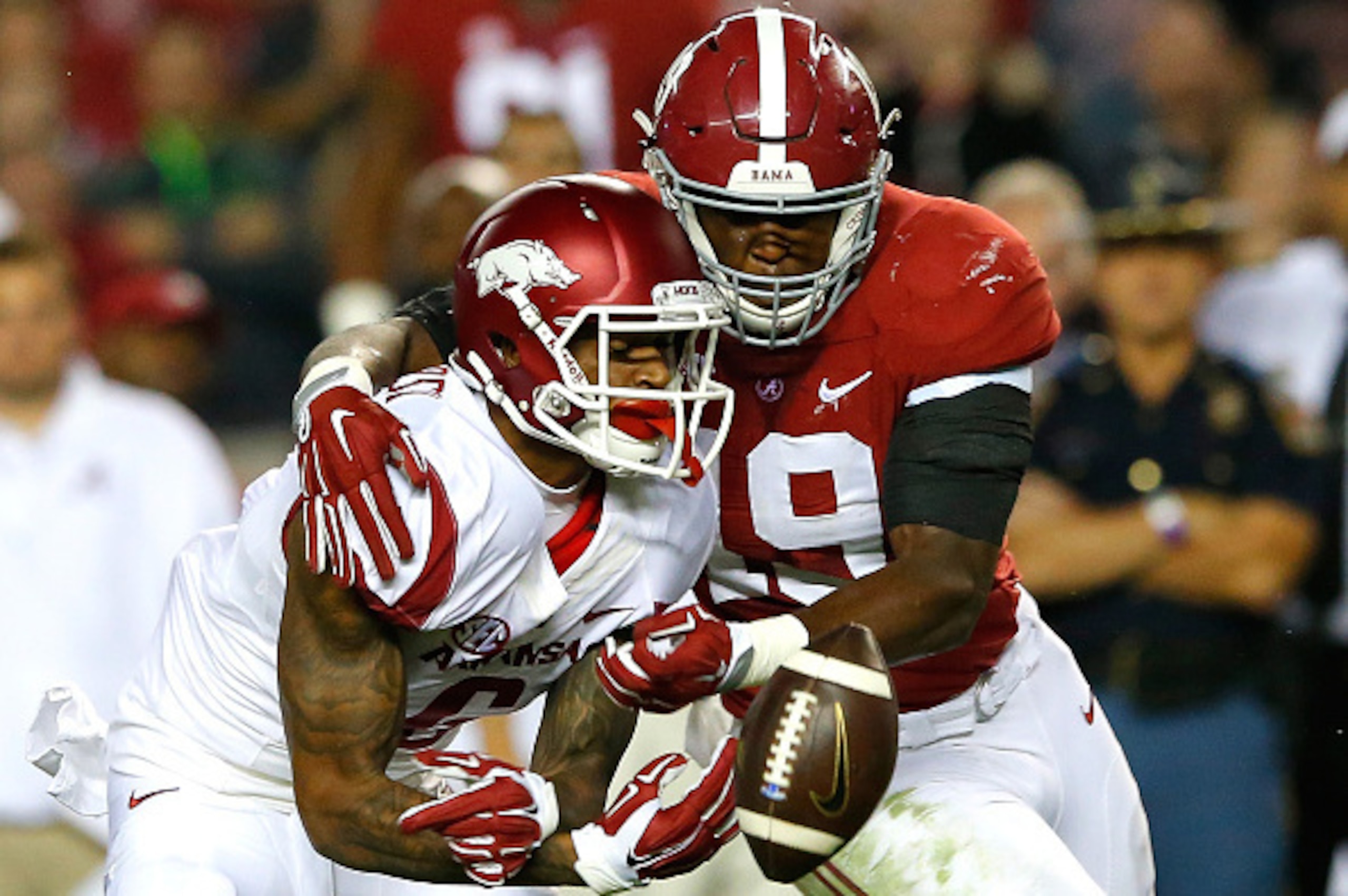 There's only one certainty when Alabama and Arkansas meet on a football field like they do Saturday night, there will be a lot of hitting.