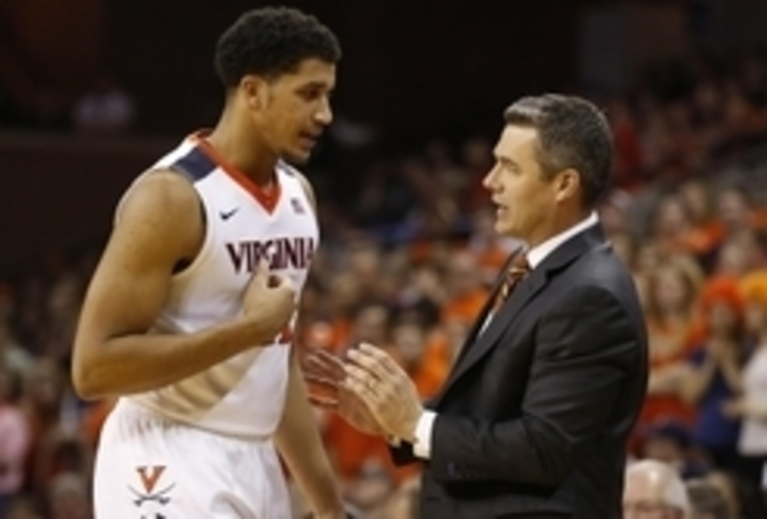 Isaiah Wilkins and head coach Tony Bennett