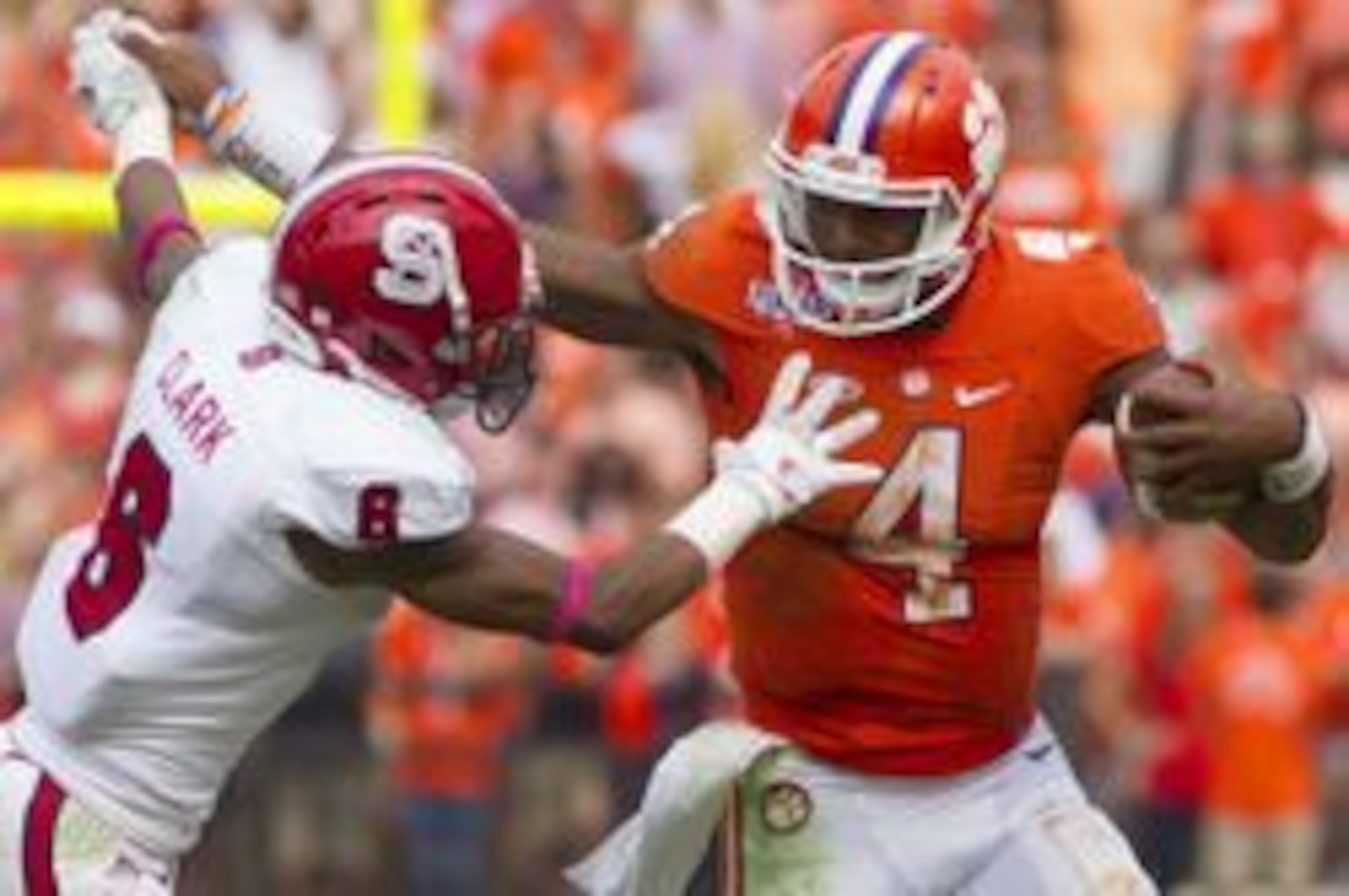 Clemson QB Deshaun Watson, who had 12 rushing TDs in 2015, had his first scoring run of this season in the Tigers' last game.