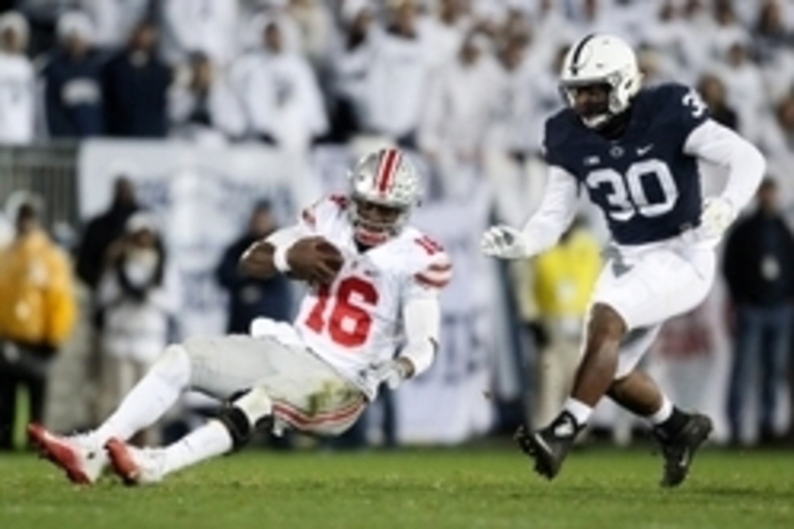 Ohio State quarterback J.T. Barrett was sacked six times in a shocking loss to Penn State.