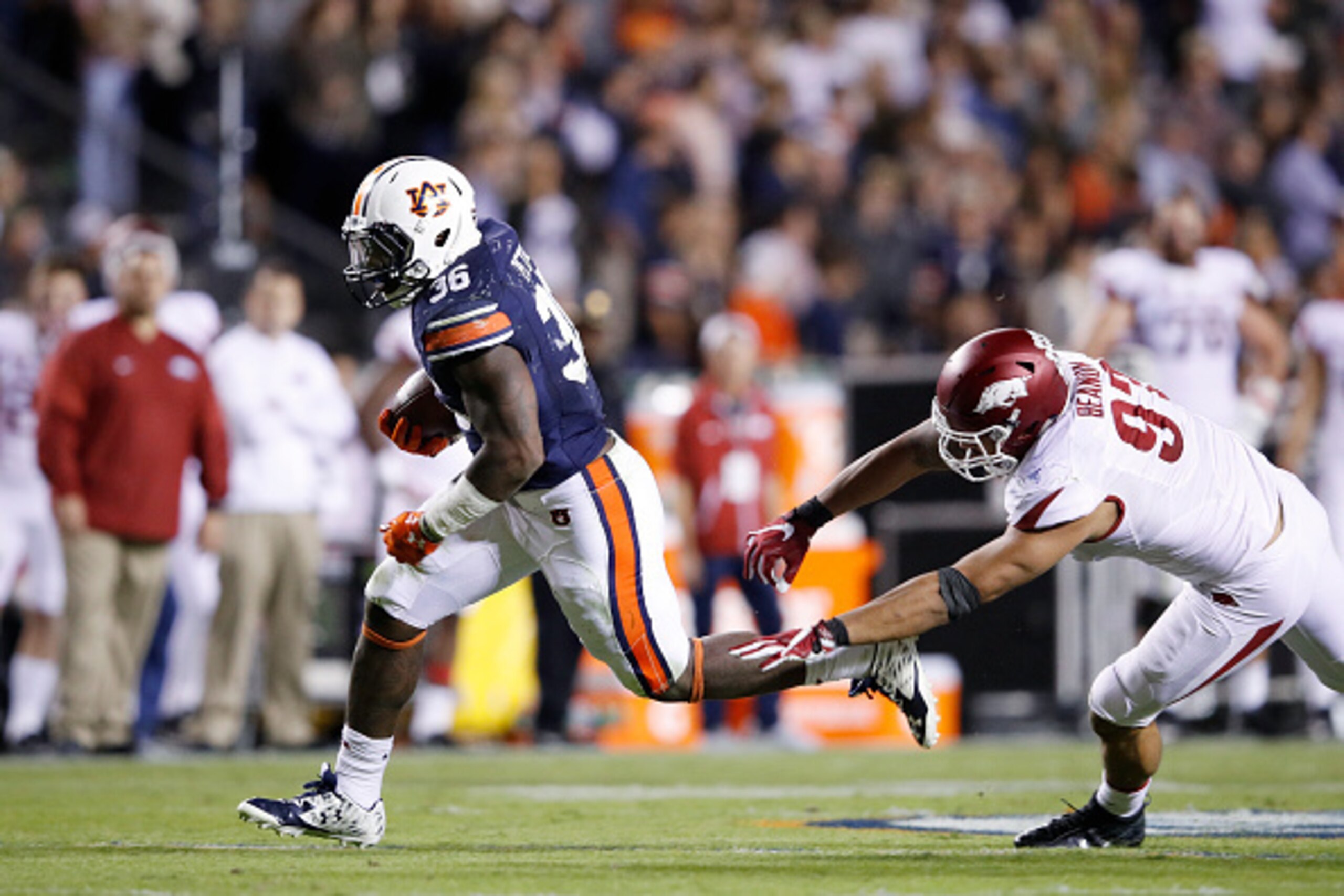 There were an awful lot of Razorbacks who couldn't get a finger on Auburn's rushers.
