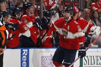 Aaron Ekblad scored his first goal of the season Saturday against Colorado