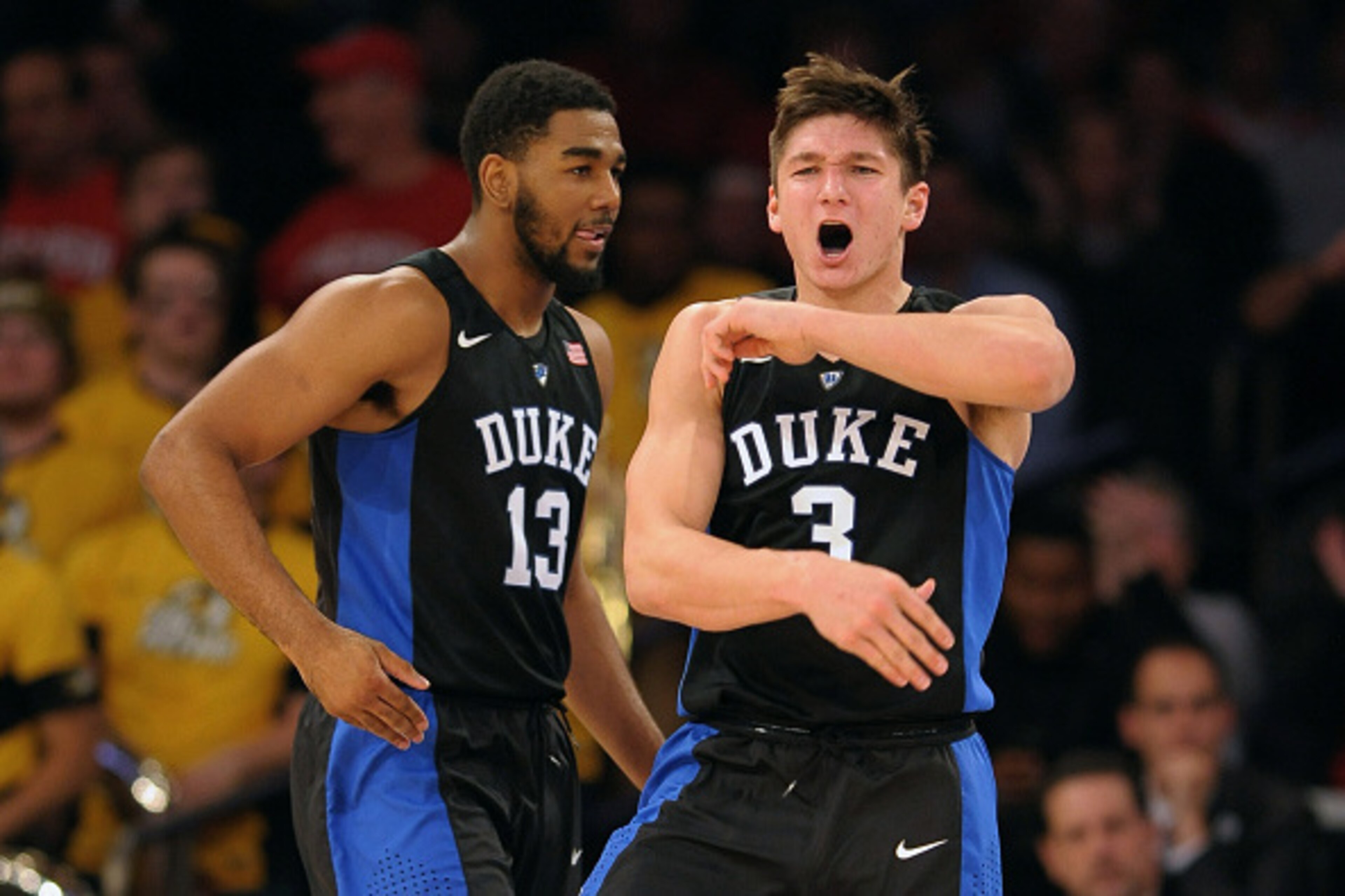 How well will Matt Jones (13) and Grayson Allen (3) share the rock for the top-ranked Blue Devils?