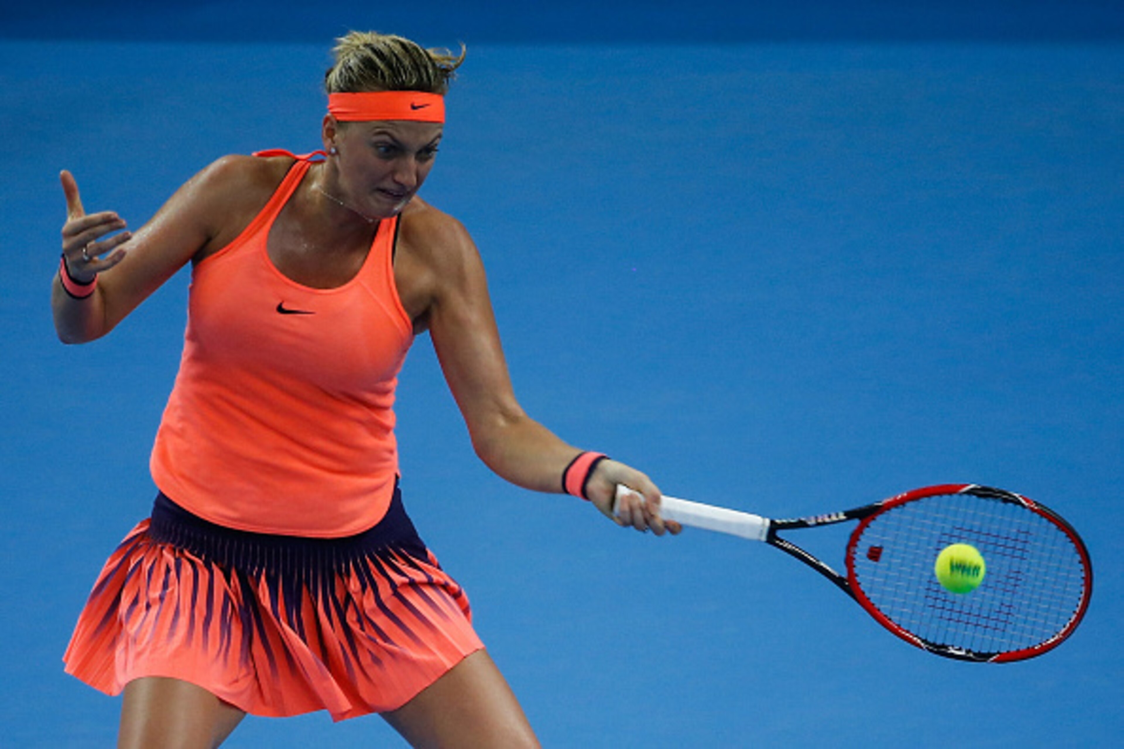 Petra Kvitova hits a forehand during the 2016 China Open.