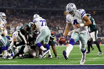 Tyron Smith (No. 77) was an important part of the Dallas Cowboys' victory.