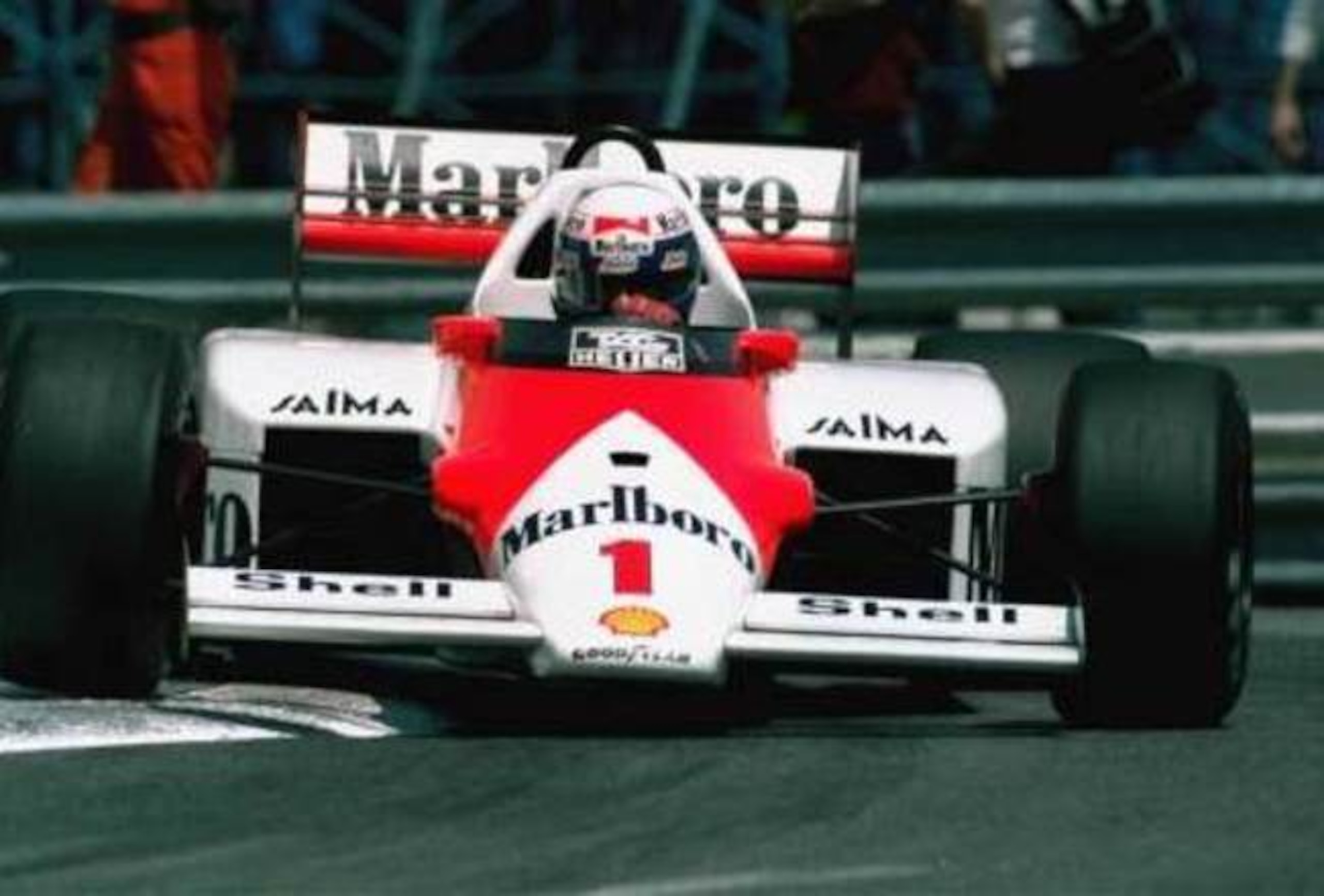 Alain Prost at the 1986 Monaco Grand Prix.